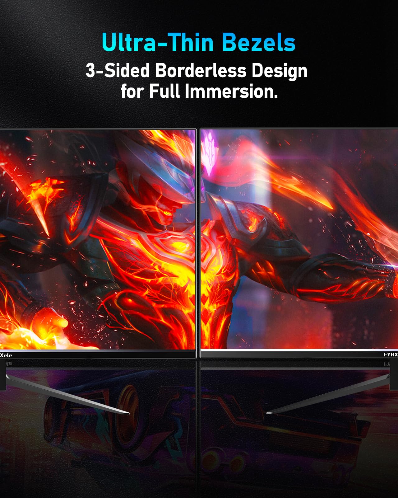 FYHXele Gaming Monitor 24 Inch 180Hz 1080P IPS 1ms MPRT PC Monitor Built-in Speaker Support 144hz/165hz/180hz Freesync Premium Display Eye Care DisplayPort1.4 HDMI2.1 VESA