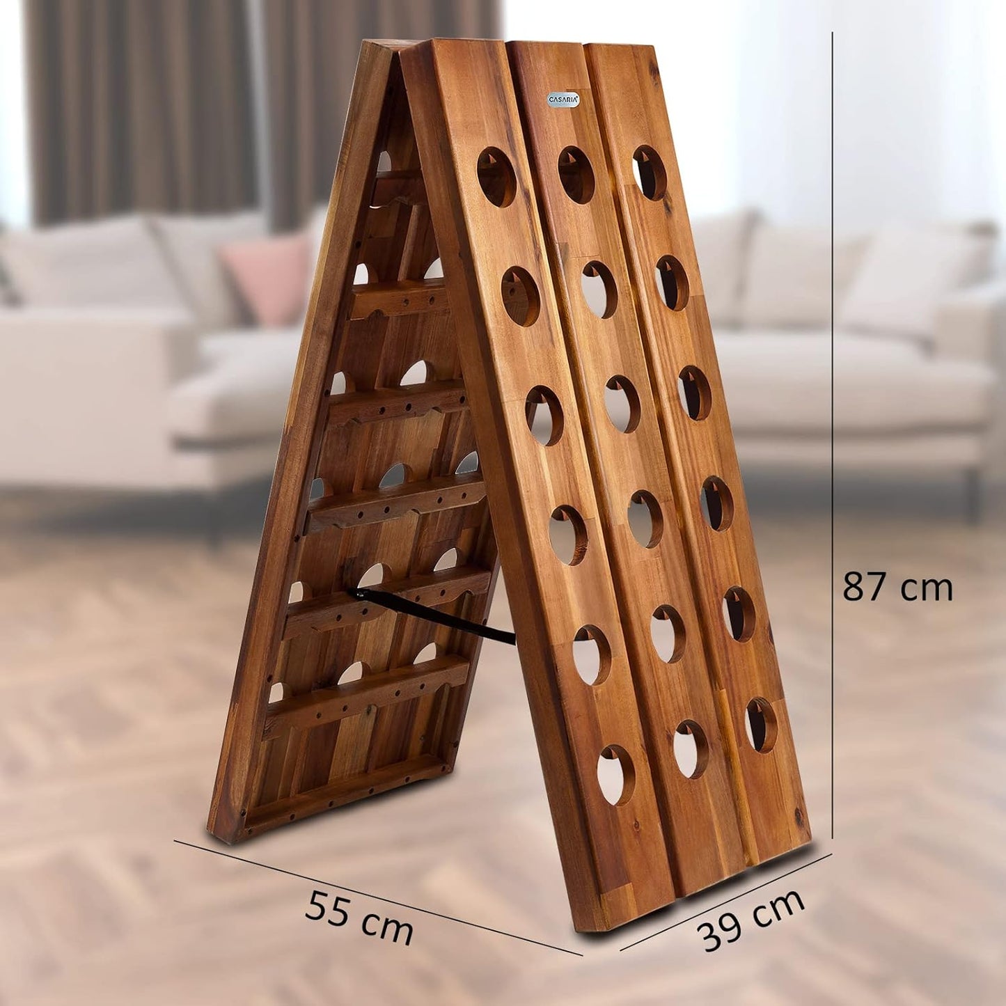 Casaria® Weinregal 36 Flaschen 87x 55x 39cm Akazien Holz Stehend Klappbar Keller Küche Wohnzimmer Bar Weinständer Weinhalter Flaschenregal Regal Rustikal