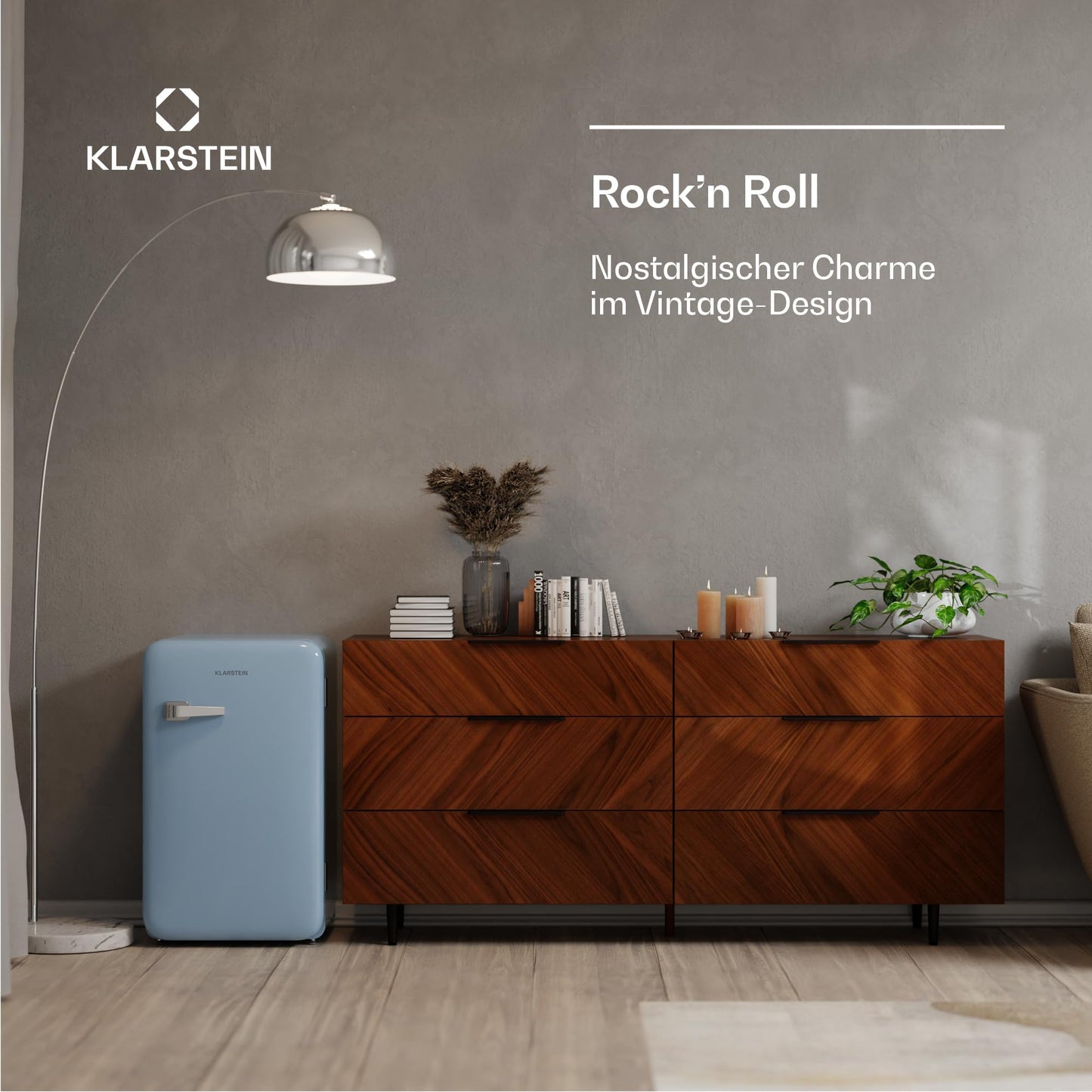Klarstein Kühlschrank, Mini-Kühlschrank für Getränke, Kühlschrank Klein, Kleiner Kühlschrank Lautlos, Skincare Fridge, Vintage Design, Camping Kühlschrank, Minikühlschrank für Zimmer, 0-10°C, 70 L