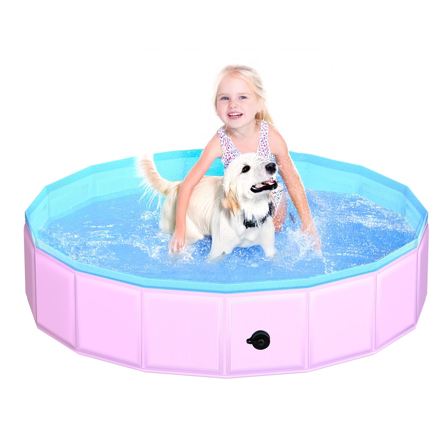 CACSPS Faltbarer Hundepool, 221 x 30,5 cm, Kinderpool mit Hartplastik, rutschfeste Hundebadewanne für den Außenbereich, Hinterhof, Faltbarer Hundepool für Kinder, Hunde, Haustiere (rot)