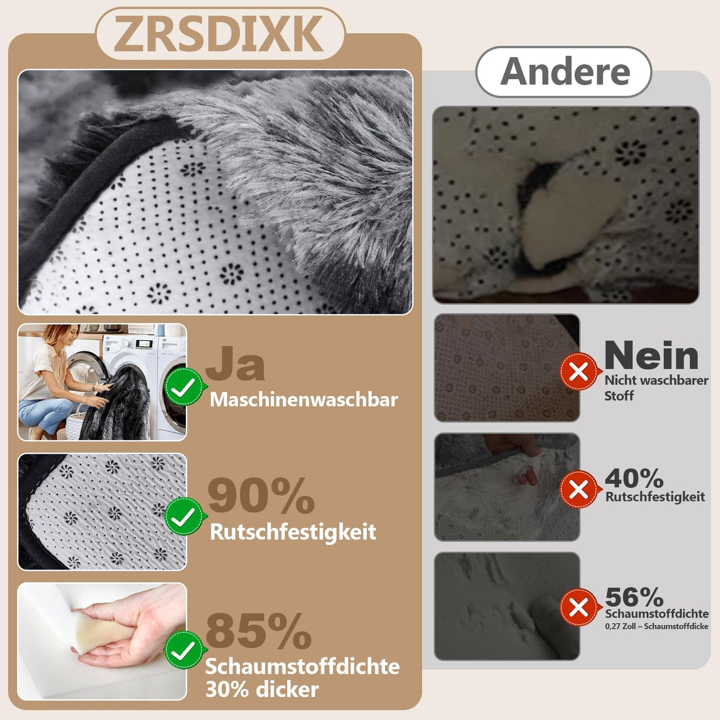 ZRSDIXKI Living Room Rugs 160 x 230 cm, Extra Large Shaggy Soft Rug, Fluffy Area Carpet, Modern Tie-dye Carpet, Washable Rugs for Home Decor, Bedroom, Dorm, Kids Room Lounge Office, Dark Grey