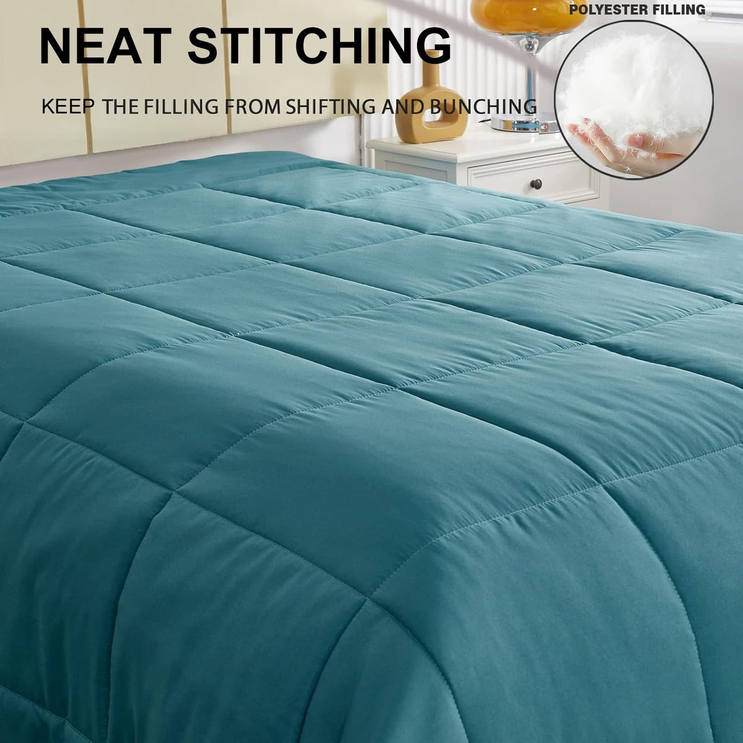 Exclusivo Mezcla 4-Season Duvet 155 x 220 cm, Warm and Light Sleeping Blanket without Cover, Turquoise/Aqua