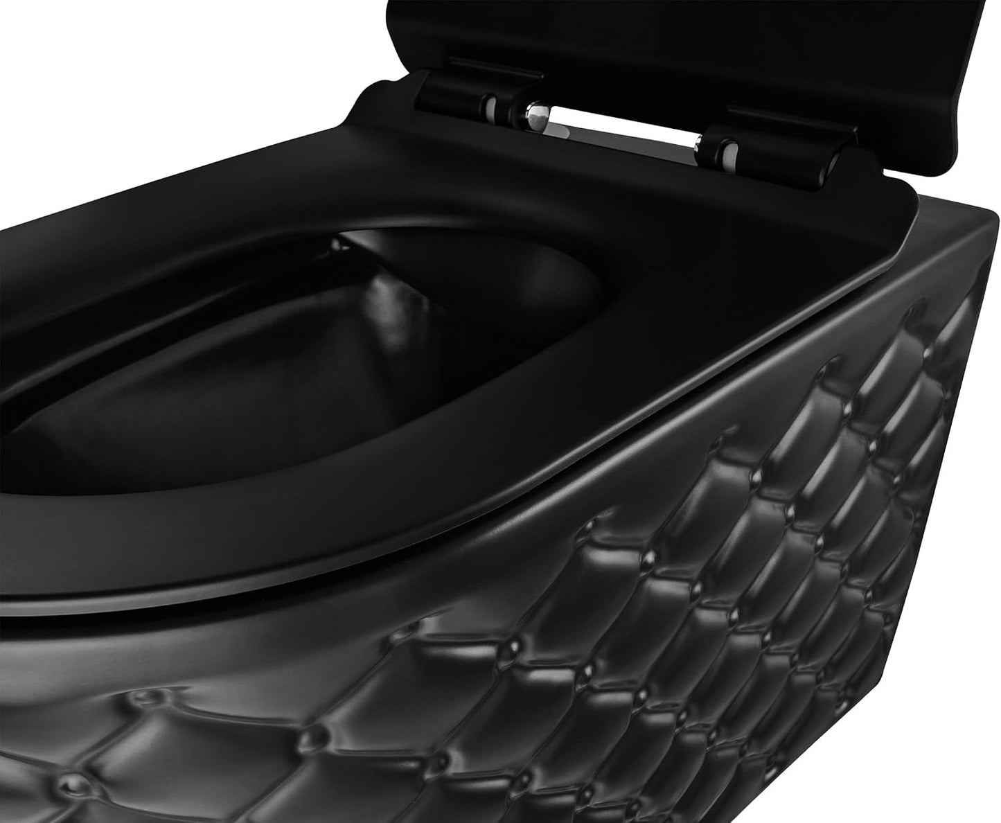 RD Luxury Spülrandloses Hänge-WC Schwarz Matt – Wandtoilette aus Keramik mit Softclose WC-Sitz, Schallschutz & Komplettset