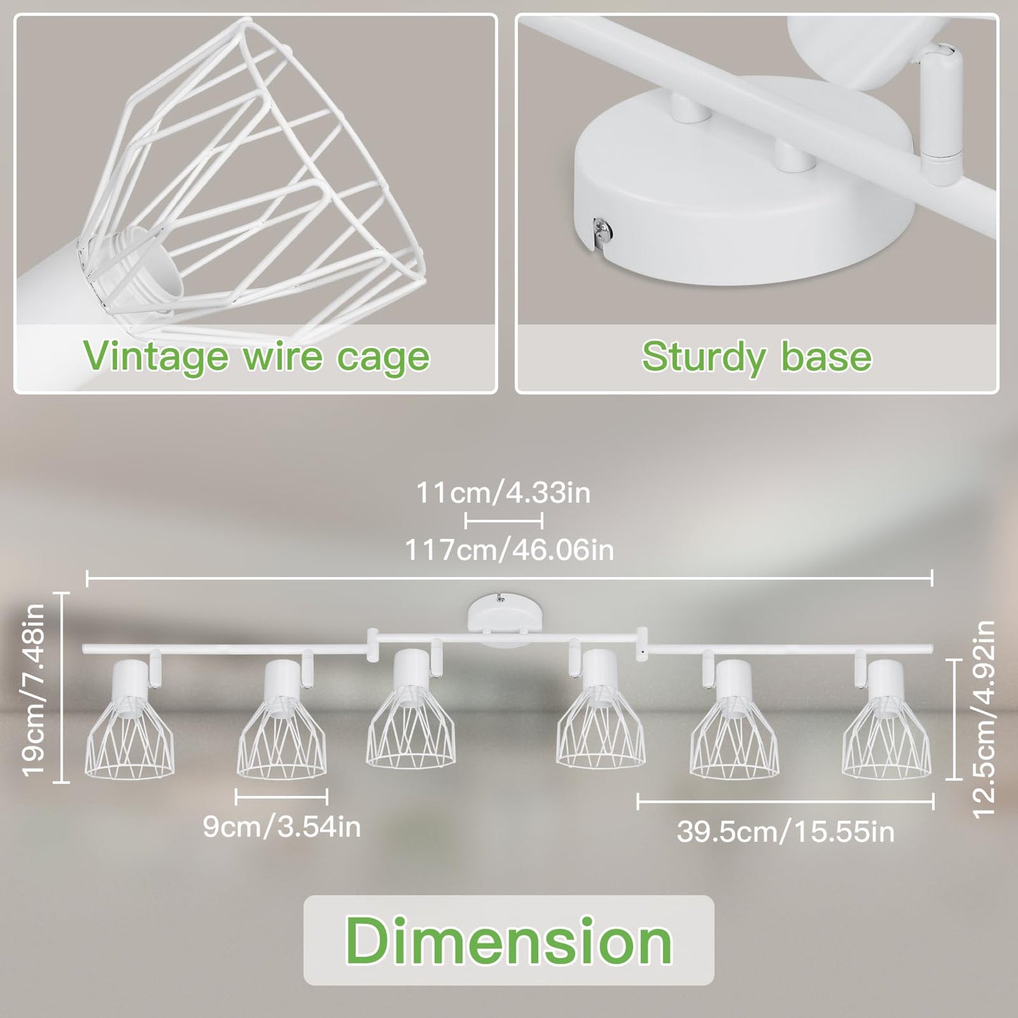 Kimjo Led Deckenstrahler 6 Flammig - Deckenleuchte Strahler E14 Schwenkbar - Deckenlampe Schwarz 6 Flammig Lampe Wohnzimmer - Deckenlampe LED Deckenleuchte Küche Deckenspot Ohne Leuchtmittel