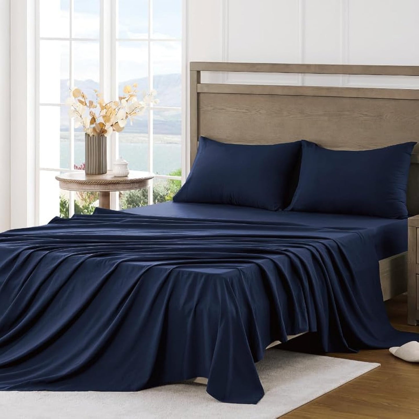 FreshCulture Queen Sheet Set - Ultra Soft Sheets for Queen Size Bed - Brushed Microfiber - Deep Pockets - Easy Care - Cooling & Breathable Sheets - 4 Pieces Hotel Luxury Queen Bed Sheets (White)