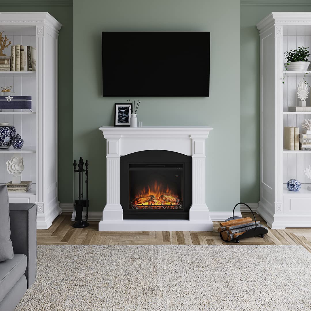 TAGU Magna Elektrokamin – Elektrischer Standkamin mit Heizung, 1500W, 7-Tage Programmierbar, Digital Thermostat, Fernbedienung (Zartes Türkiser)