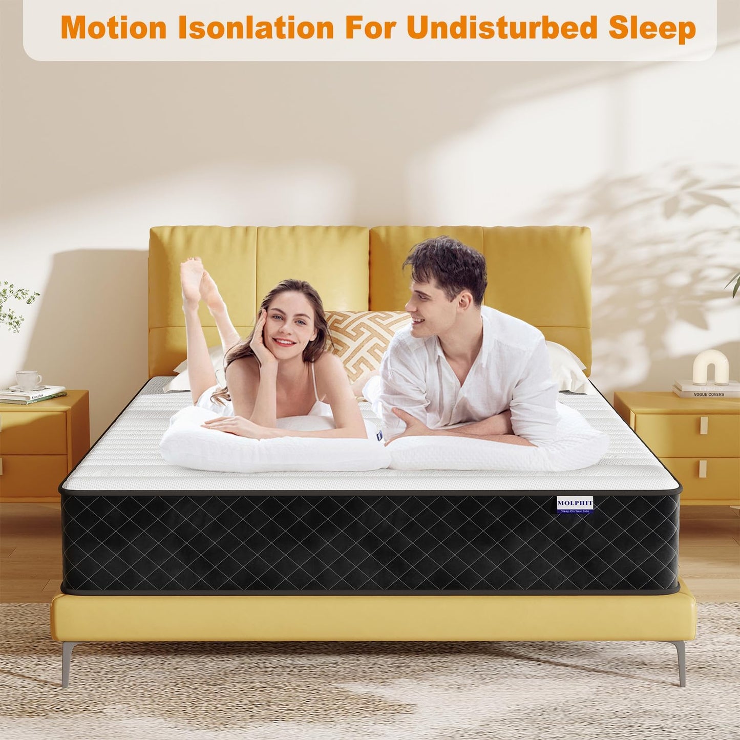 MOLPHIT Mattress 140 x 200 cm, Height 25 cm, Oeko-Tex Certified, Hardness H3 and H4, 7-Zone Pocket Spring Mattress with Comfort Foam, Fabric with Soft, Durable and Skin-Friendly, 140 x 200 x 25 cm