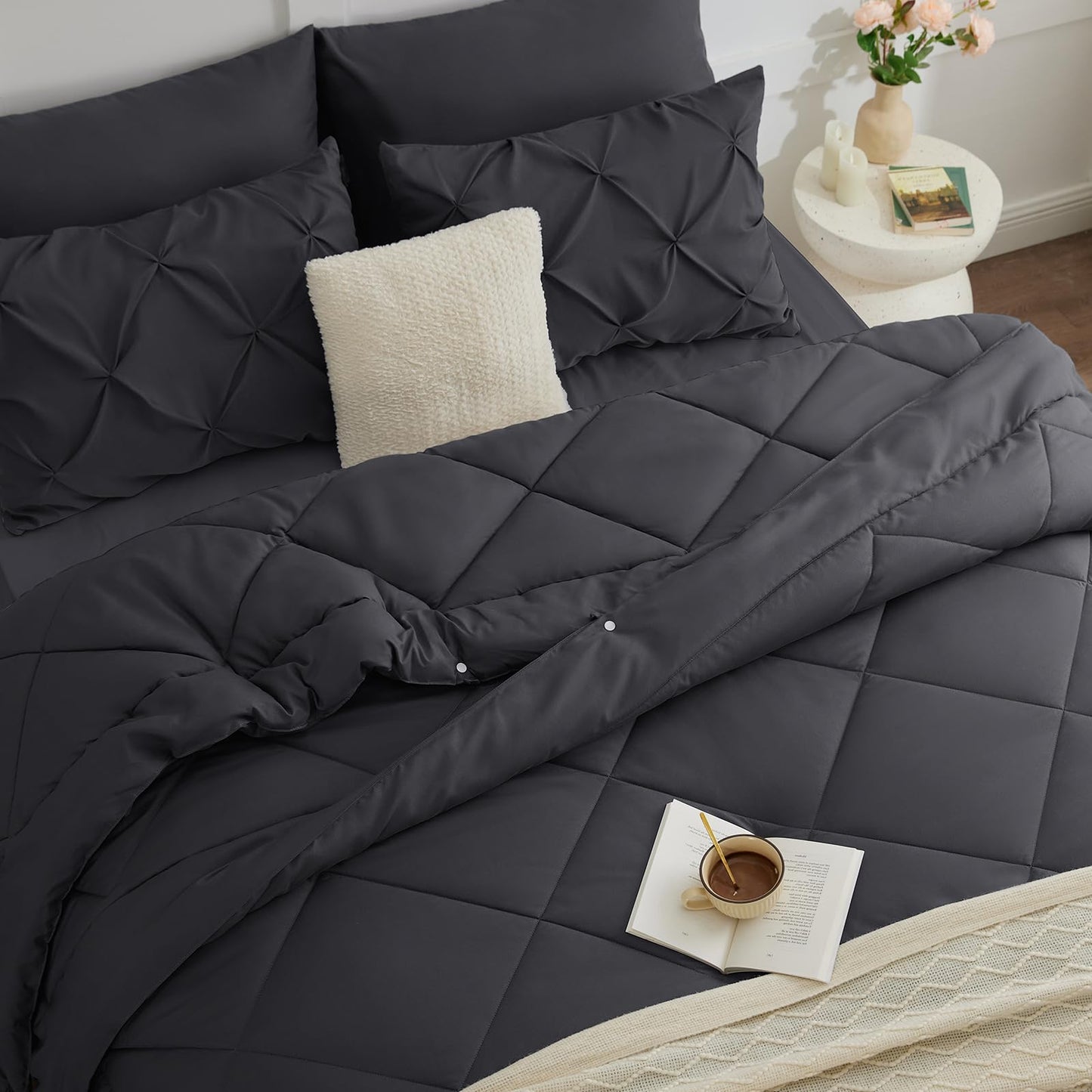 WAVVE Duvet 135 x 200 cm 4 Seasons 2-Piece Grey - All Season Duvet 135 x 200 cm 300 g/m² Summer Duvet 135 x 200 150 gsm = Winter Duvet 450 gsm, Quilt 200 x 135 cm for Four Seasons/Summer/Winter