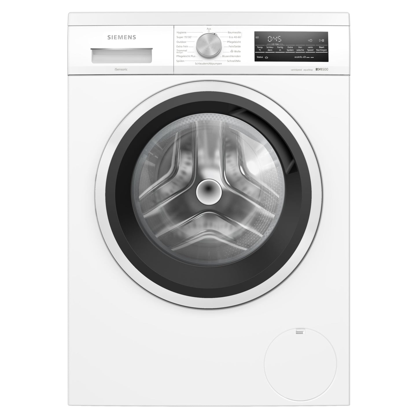 Siemens WM14N12A Waschmaschine iQ300, Frontlader mit 9kg Fassungsvermögen, 1400 UpM, speedPack L, smartFinish, Outdoor-Programm, LED-Display, Weiß, 60cm