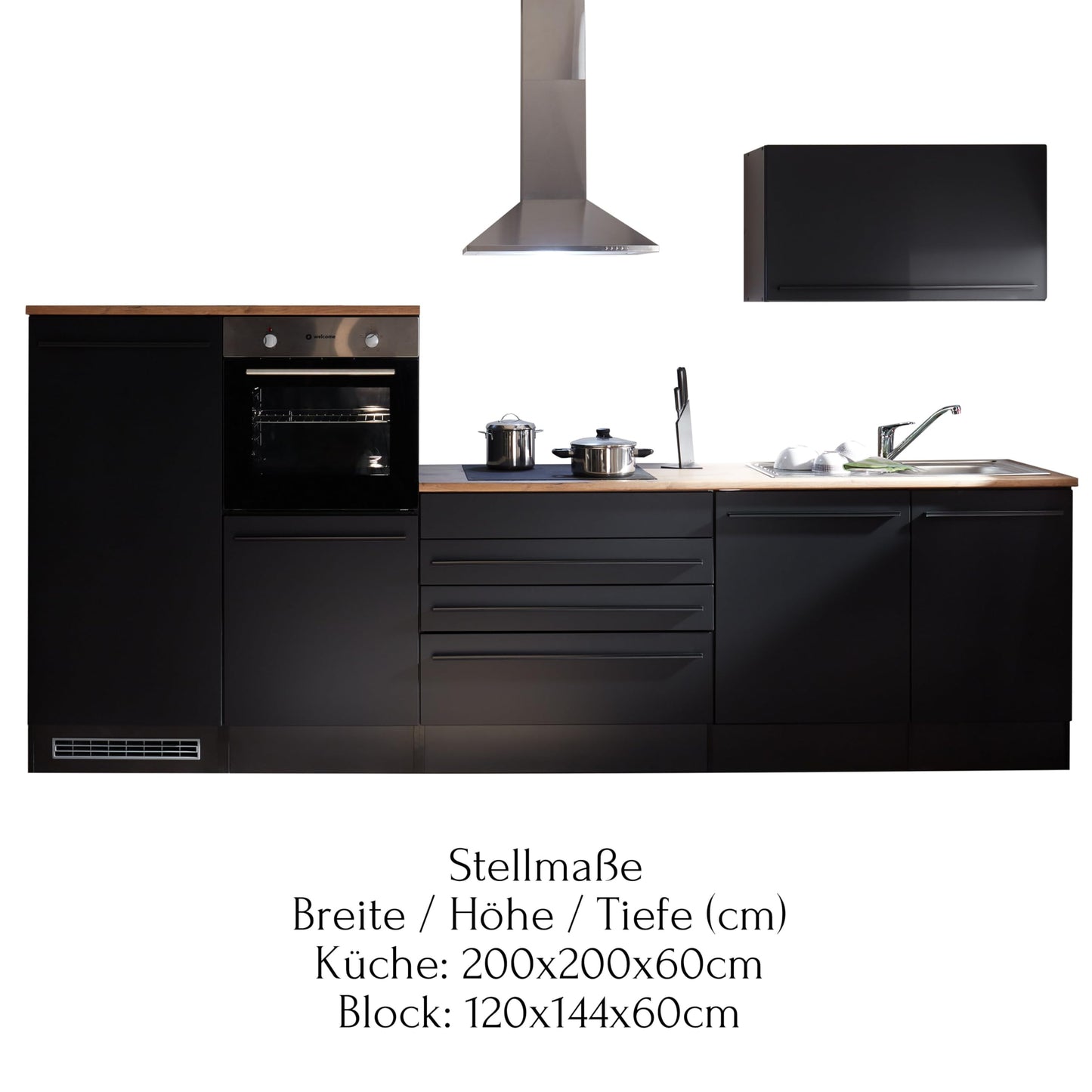 Jazz 84-129-18 Kitchen Unit without Appliances Approx. 320 x 200 x 60 cm Black