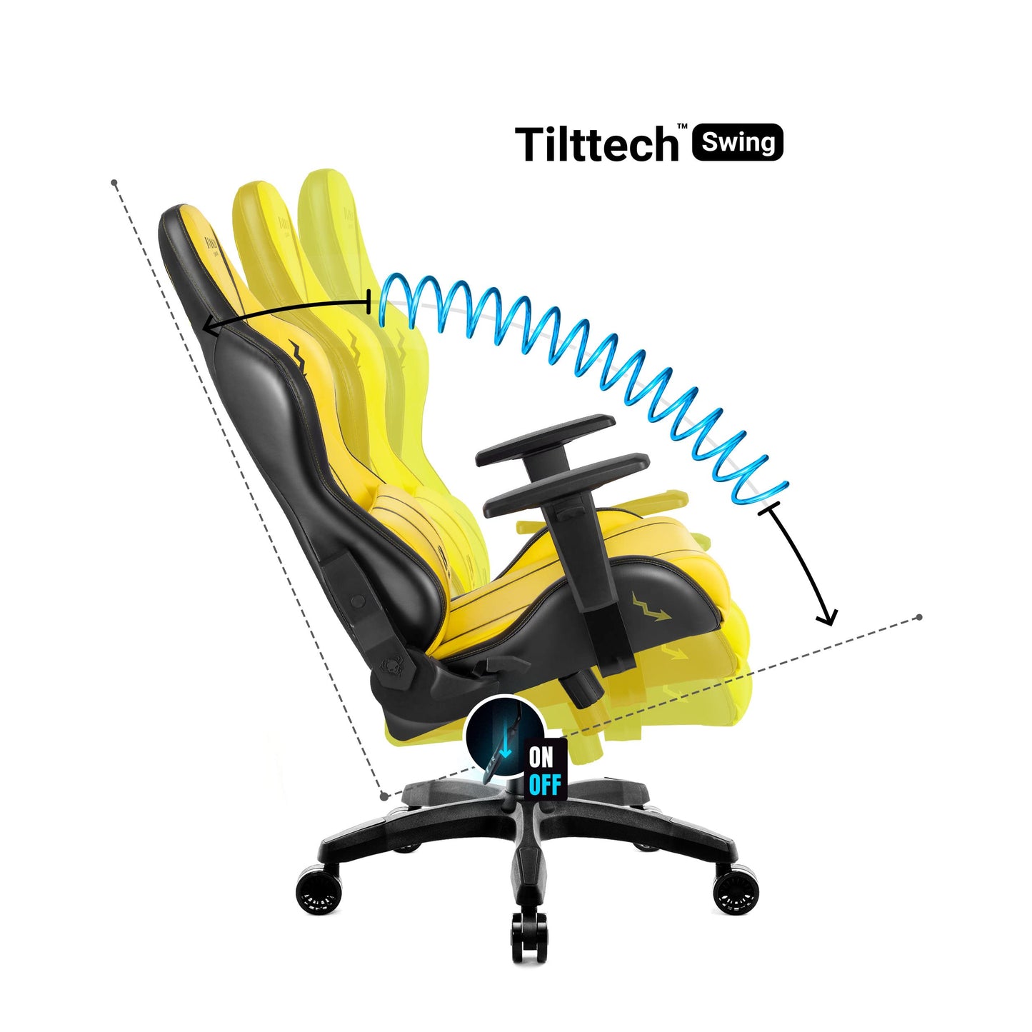 Diablo X-One 2.0 Gaming Stuhl Gamer Chair Bürostuhl Schreibtischstuhl Verstellbare Armlehnen Ergonomisches Design Nacken/-Lendenkissen Wippfunktion Aqua Blue Normal (L)