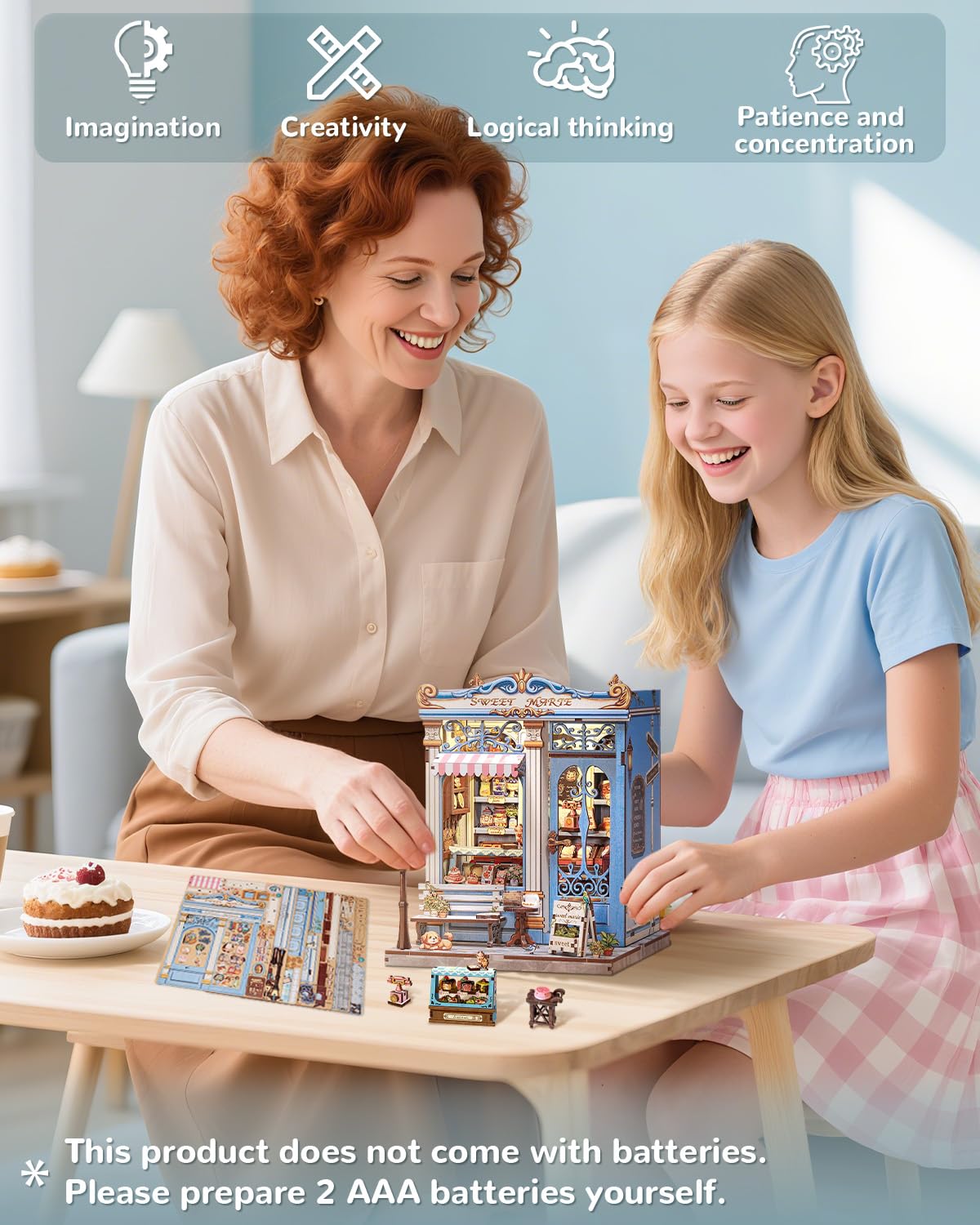Endless Limit DIY Miniatur Haus Bausatz für Erwachsene,Puppenhaus Gewächshaus mit LED Licht,3D Puzzle Buchstütze aus Holz Modellbausatz Bastelset Bücherregal Deko Geschenken (Rose Garden Tea House)