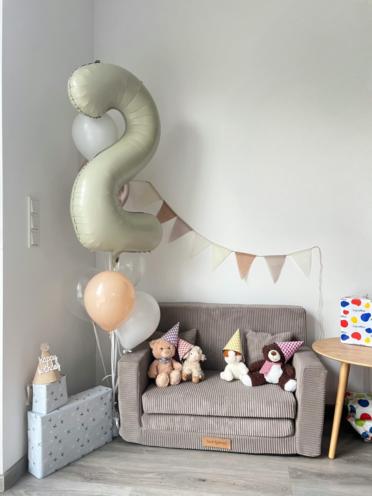 Flumi Personalised Children's/Teenager's Couch/Armchair/Sofa Bed, with Engraving of Child's Name, Play Sofa, Sleeping Chair, Bed Function, Children's Furniture, 92 x 40 x 60 cm, Microfibre (Grey)