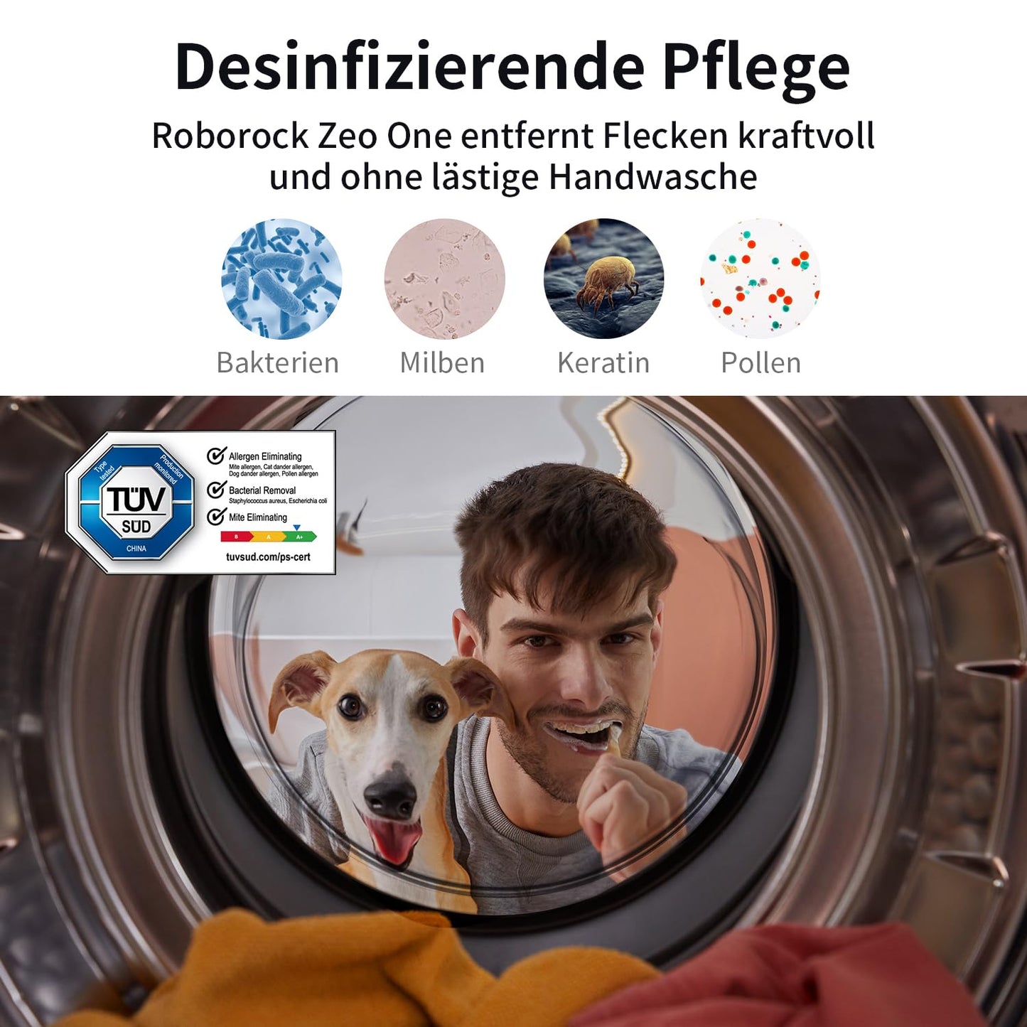 roborock Zeo Lite Waschtrockner mit der Zeo-cycle Trocknungstechnologie, 10 kg Waschen, 6 kg Trocknen, 27 Waschprogramme mit APP-Steuerung, LintClear Selbstreinigungssystem, Automatische Dosierung