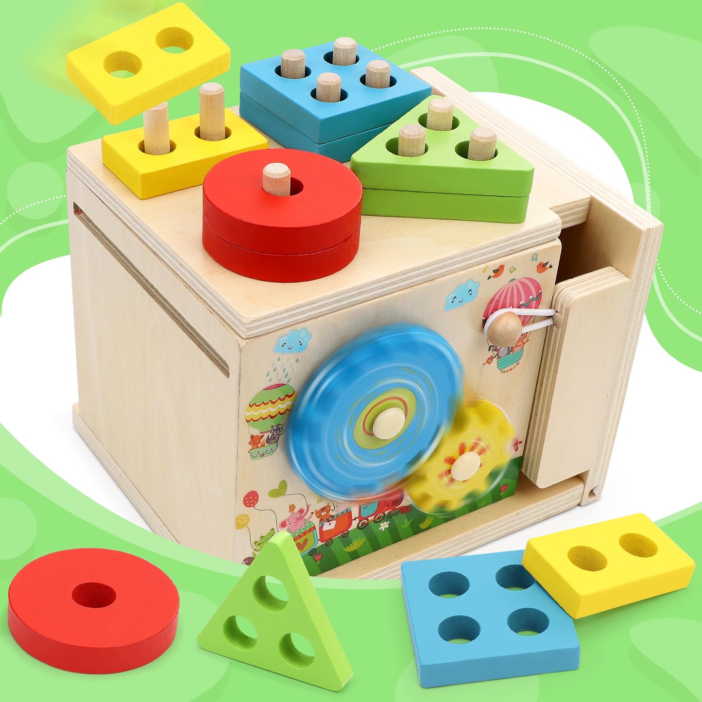 COOLJOY Montessori Toy from 1 Year | Wooden Toy Motor Skills Toy from 1 Year | 8-in-1 STEM Gift for Boys and Girls 2 3 4 Years