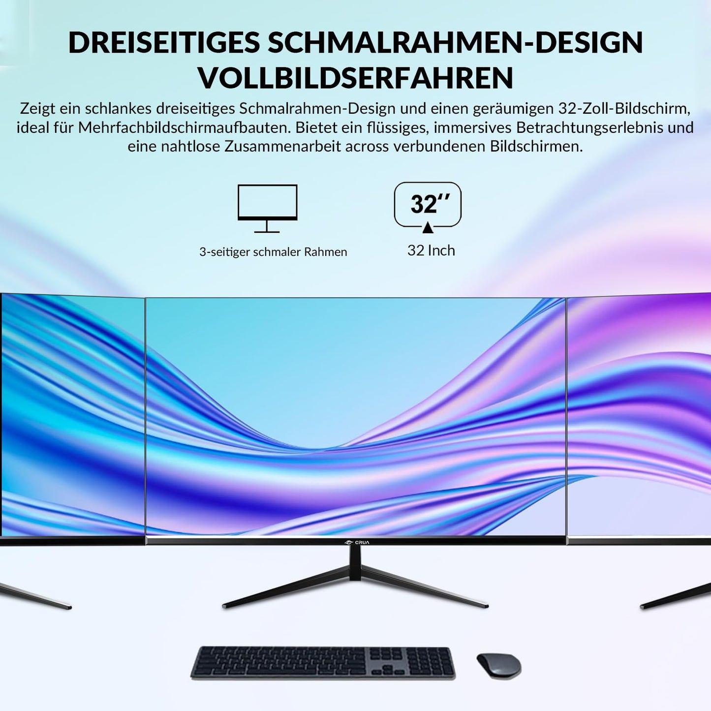 32 Zoll 4K UHD-Monitor (3840 x 2160), IPS, 60 Hz Bildwiederholfrequenz, 100 % sRGB, AMD FreeSync, 178° Betrachtungswinkel, HDMI/DisplayPort, VESA 100 x 100 mm Halterung kompatibel, Neigung einstellbar