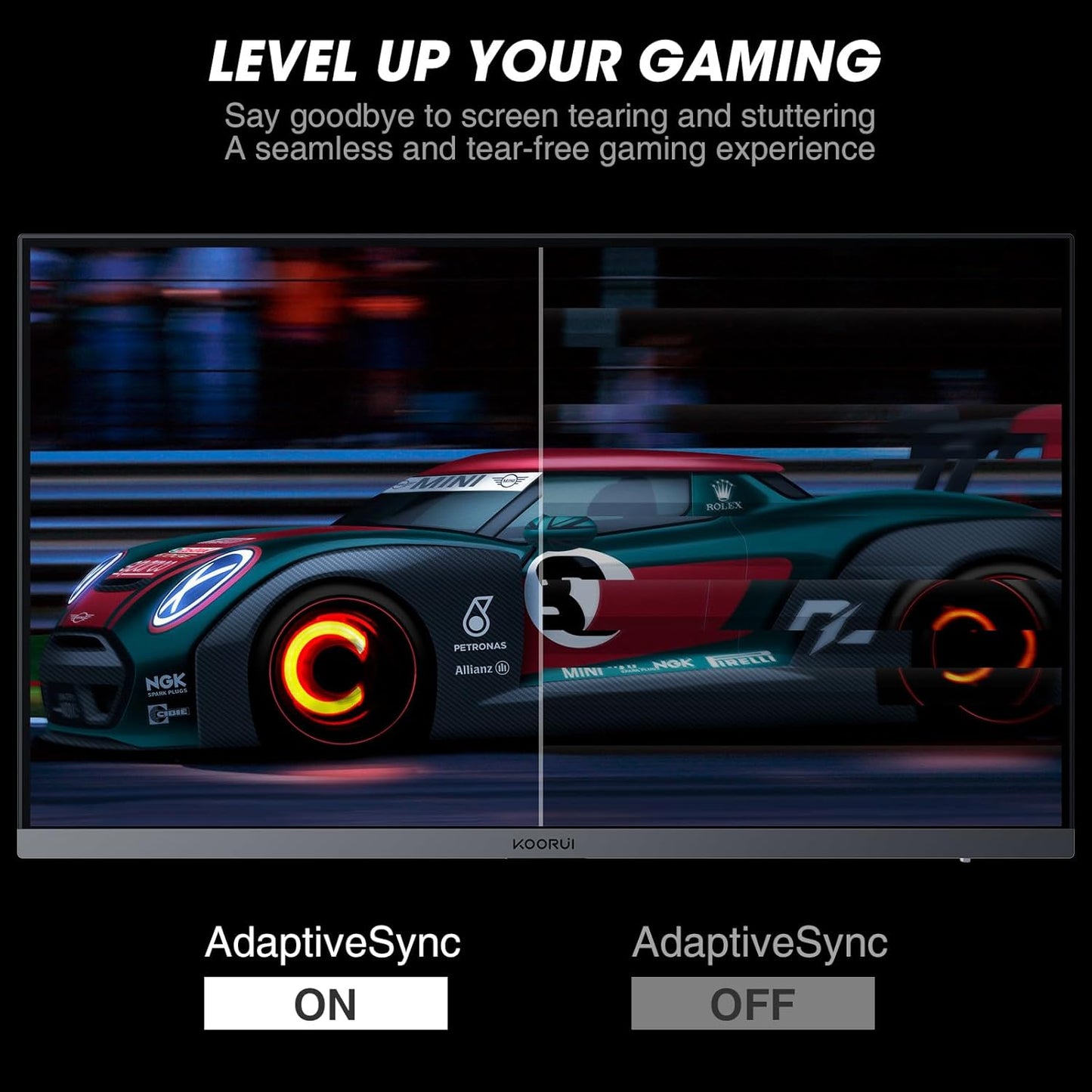 KOORUI Gaming Monitor 27 Zoll, Full HD Rahmenlos Bildschirm 165Hz Adaptive Sync (1ms, VA-Panel, Eye-Care, 1920 x 1080, 2xHDMI 2.0, & DisplayPort 1.4, VESA 75x75mm, DCI-P3 90%)