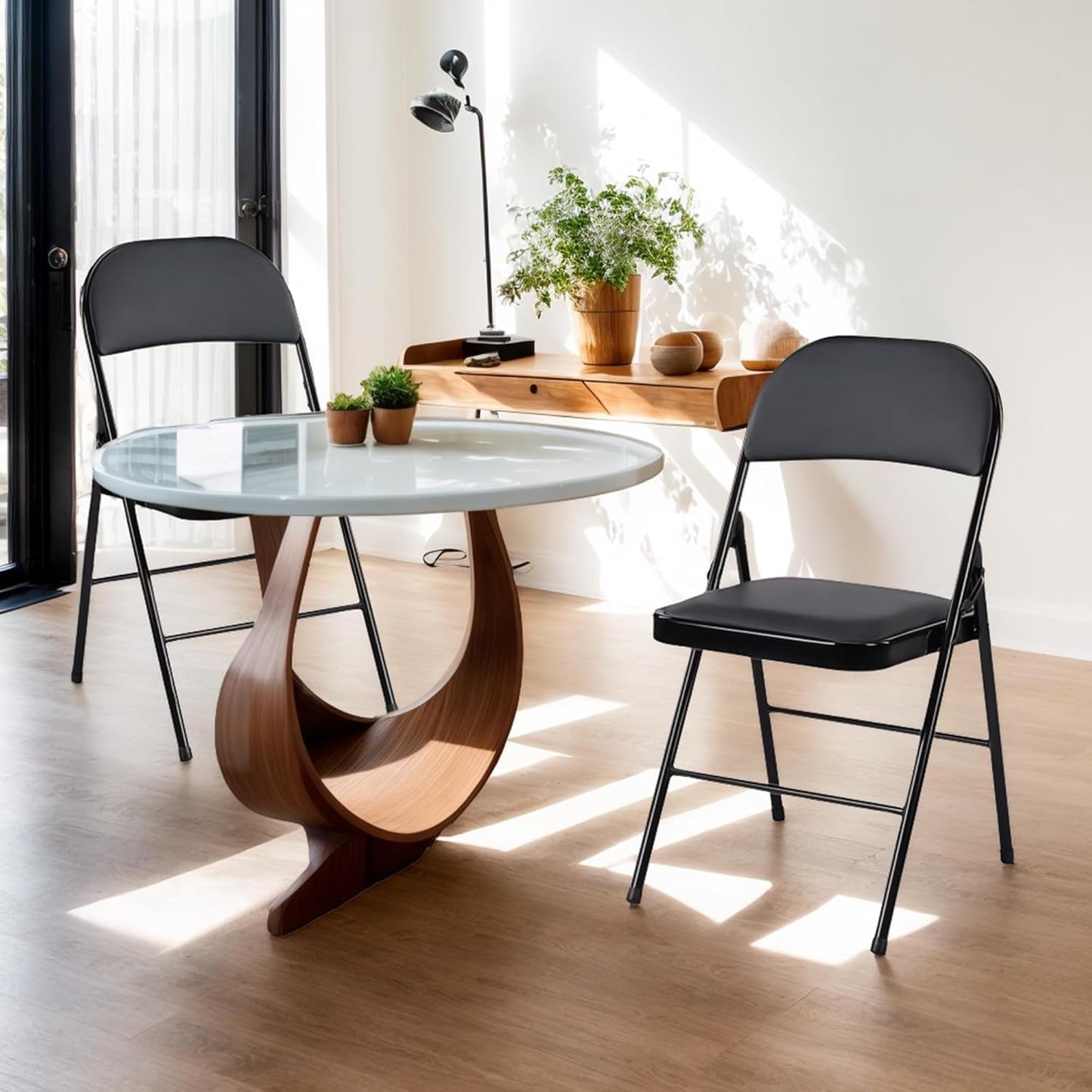 Asdsed Klappstuhl 4er Set, Klappstühle Gepolstert, Klappstuhl bis 158KG Gepolstert mit Starker Stahlrahmen, Faltbarer Klappstühle Platzsparender Schreibtischstuhl für Haus Büro Garten Balkon Party