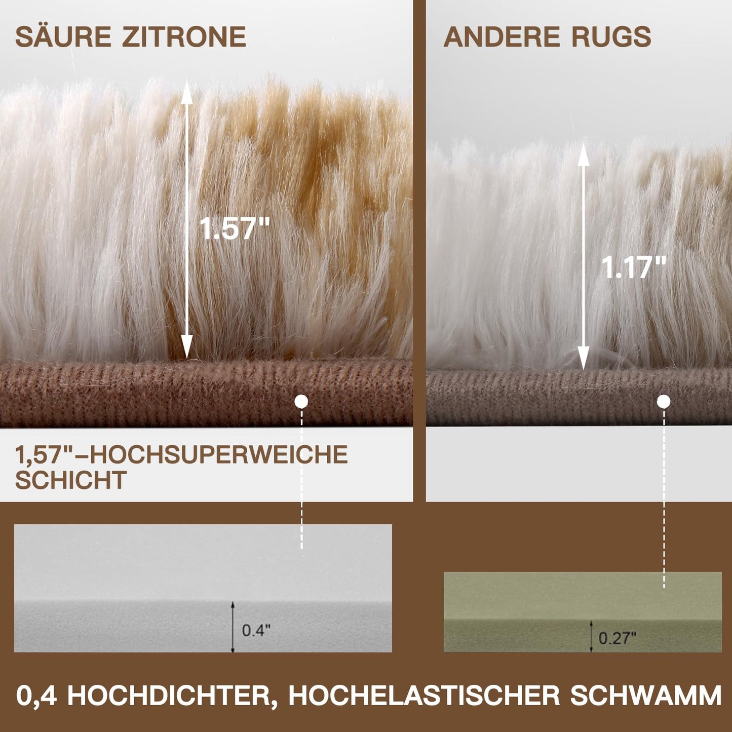 Sour Lemon Hochflor Teppich Grau Carpet Wohnzimmer 240x300 Waschbar Anti-Rutsch Extra Große Teppiche Schlafzimmer Flauschige Moderne Teppiche Matte Teppichen für Schlafzimmer Kinderzimmer