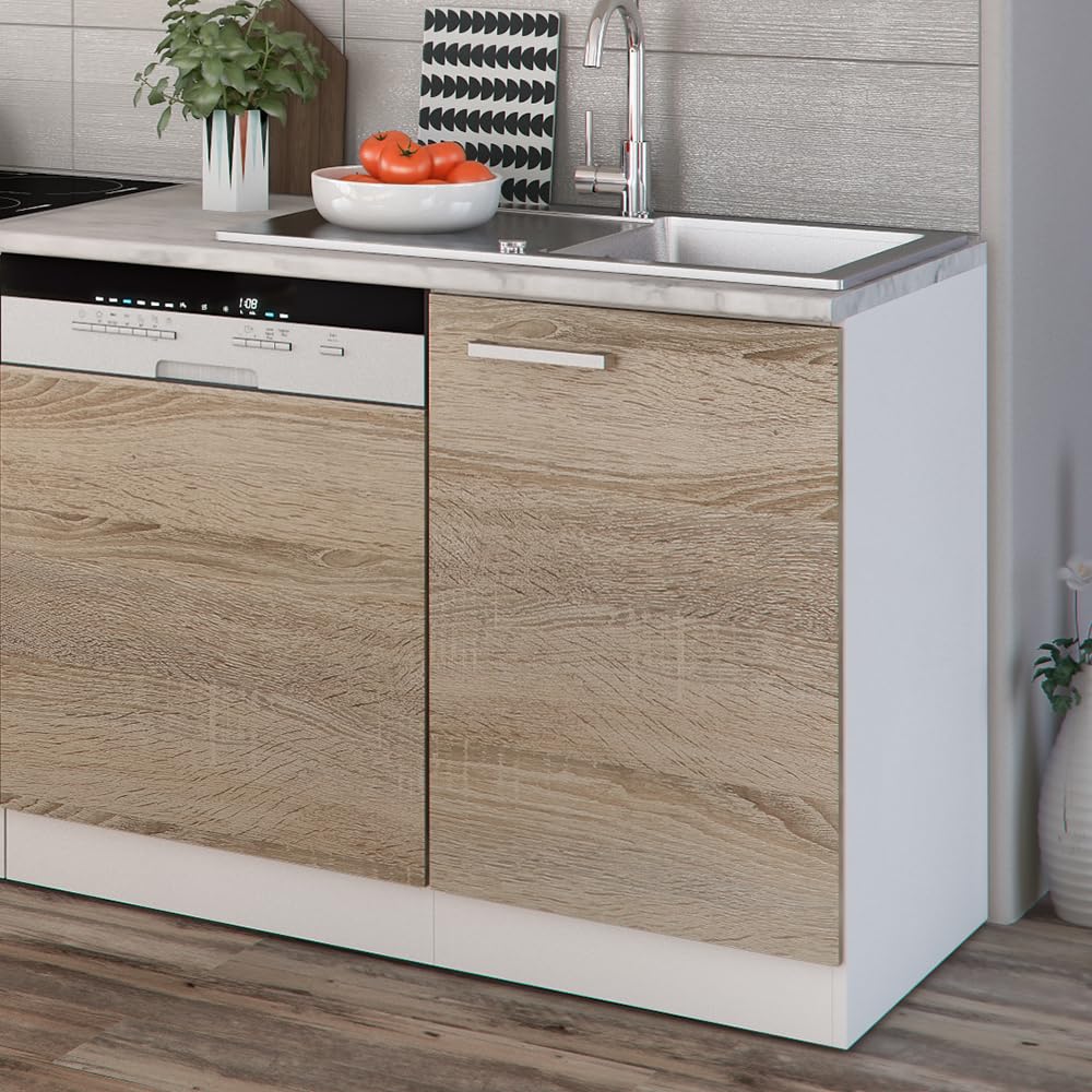 Vicco Küchenzeile Optima, Weiß Hochglanz/Weiß, 270 cm ohne Arbeitsplatte