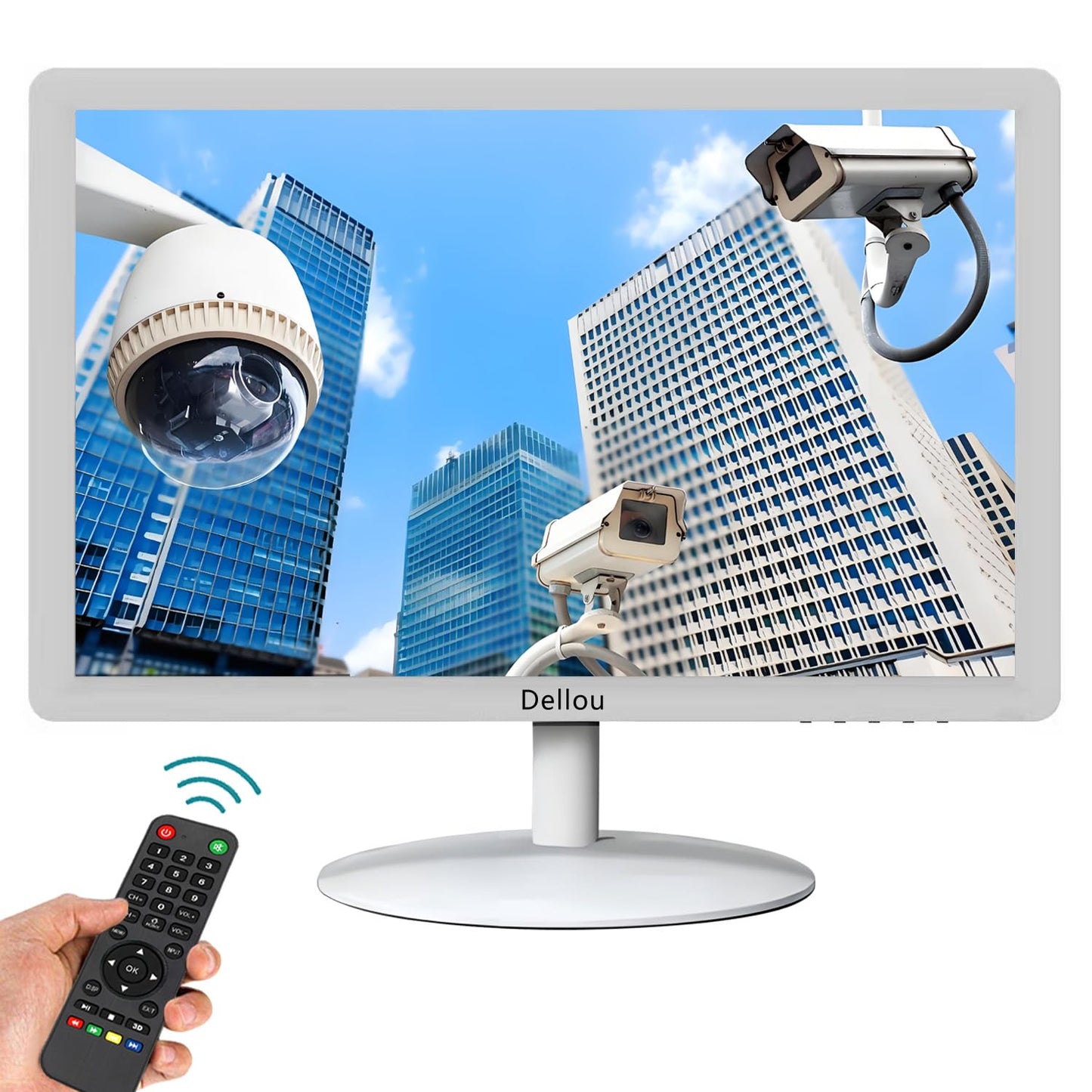 Eoulyee 19 Zoll Weißer Überwachungsmonitor CCTV Sicherheitskamera Monitor LCD Display Bildschirm Multifunktionale HDMI, AV, BNC, VGA, USB, PC Schnittstelle Computer Monitor 1440x900 Auflösung