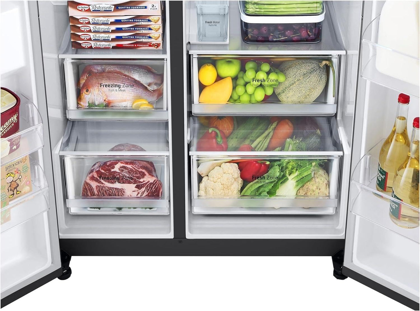 LG GSLC40PYPE Side-by-Side Kühlschrank ǀ Smart Inverter Compressor ǀ Eis- und Wasserspenderǀ Total No Frost Technologie ǀ EEK E ǀ 638 L