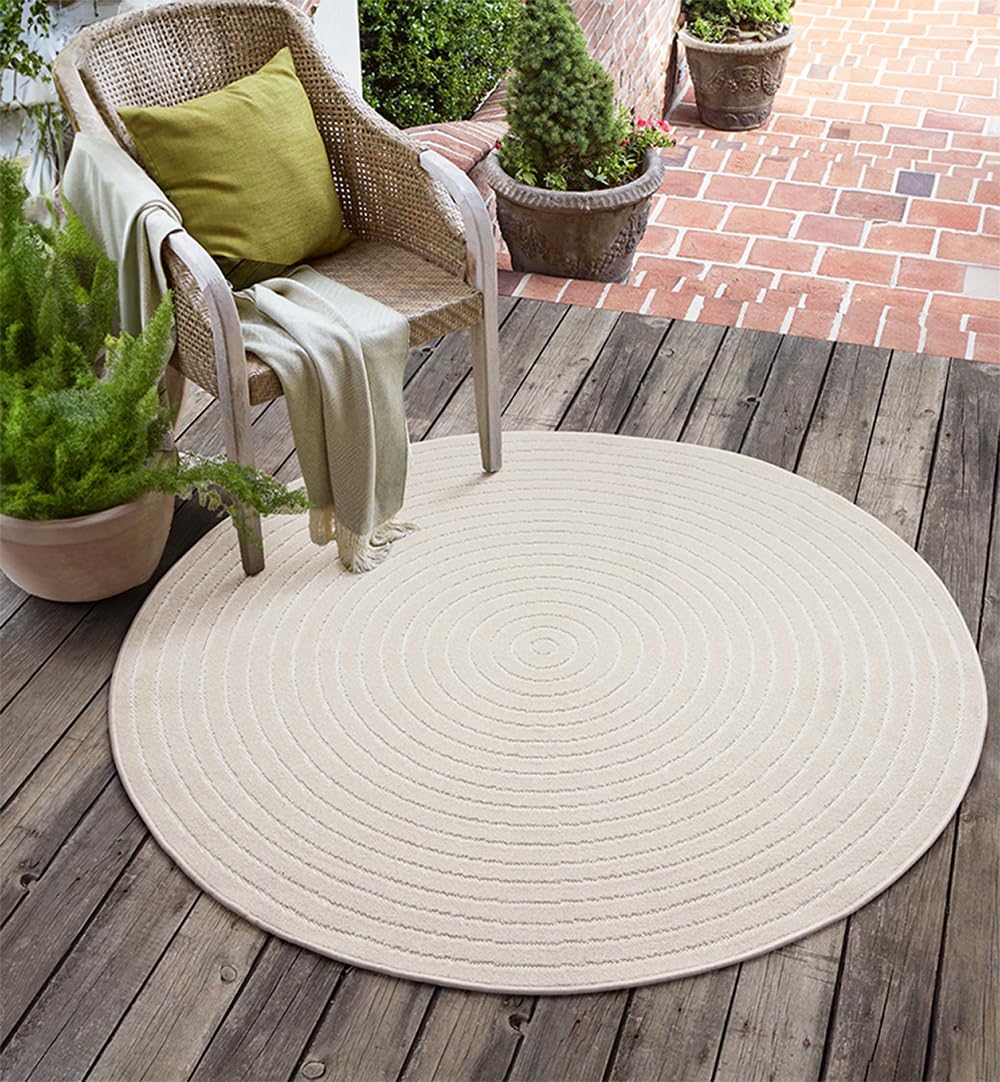 the carpet Santo Plus - Hochwertiger Outdoor Teppich, Passend für Wohnzimmer, Schlafzimmer und Terrasse, Wetterfest, langlebig und pflegeleicht, Creme, 140 x 200 cm