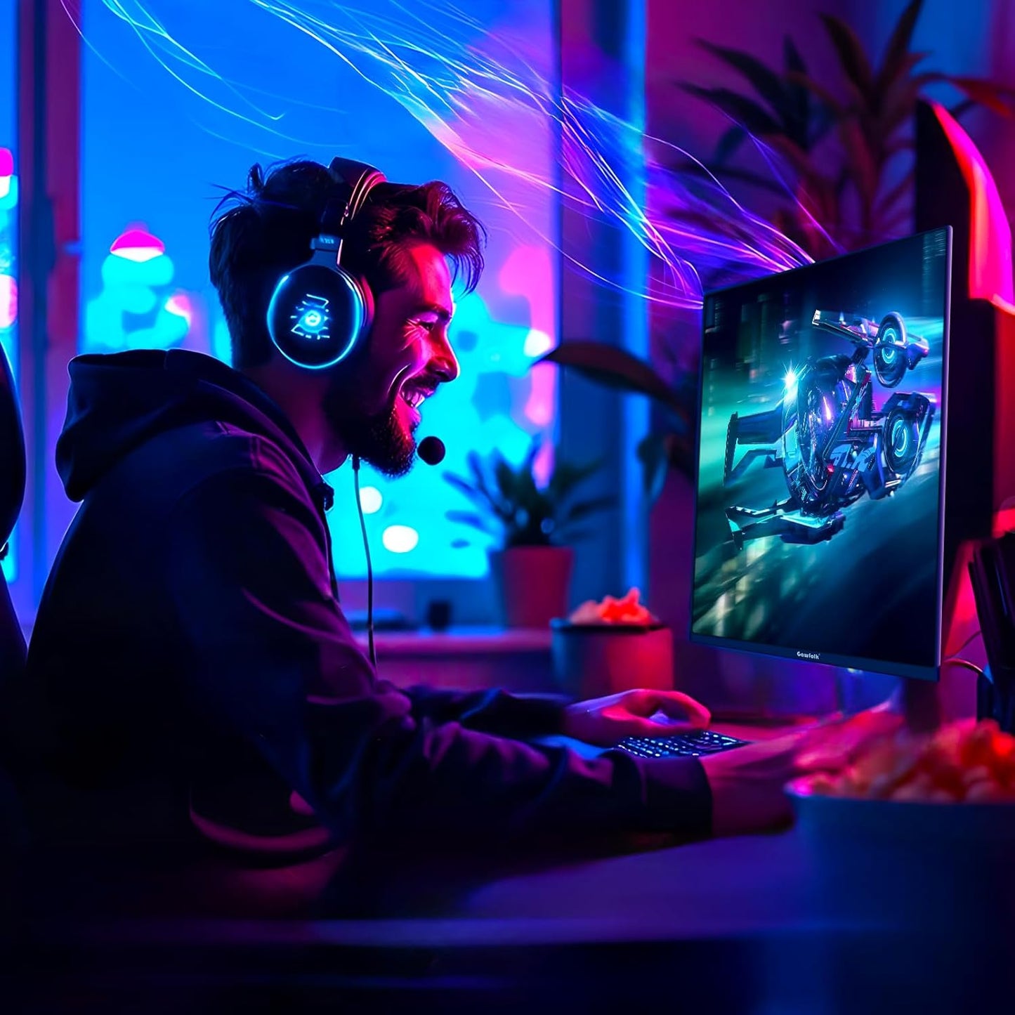 Gawfolk 32 Zoll Curved Gaming Monitor 180HZ / 165Hz / 144hz PC Bildschirm Full HD 1080P, Rahmenloses 1800R Gebogenes Computerbildschirm mit FreeSync und Eye Care Technologie, unterstützt VESA