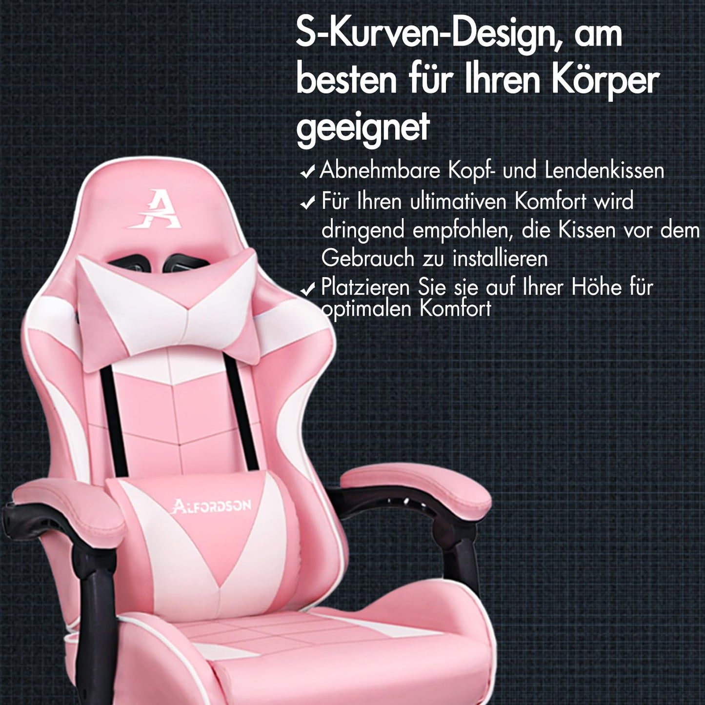 ALFORDSON Videospielstuhl, ergonomischer Bürostuhl, Massage-Rennstuhl, einziehbare Fußstütze, PU-Leder, höhenverstellbar und neigbar, 180 kg Tragkraft, Schwarz