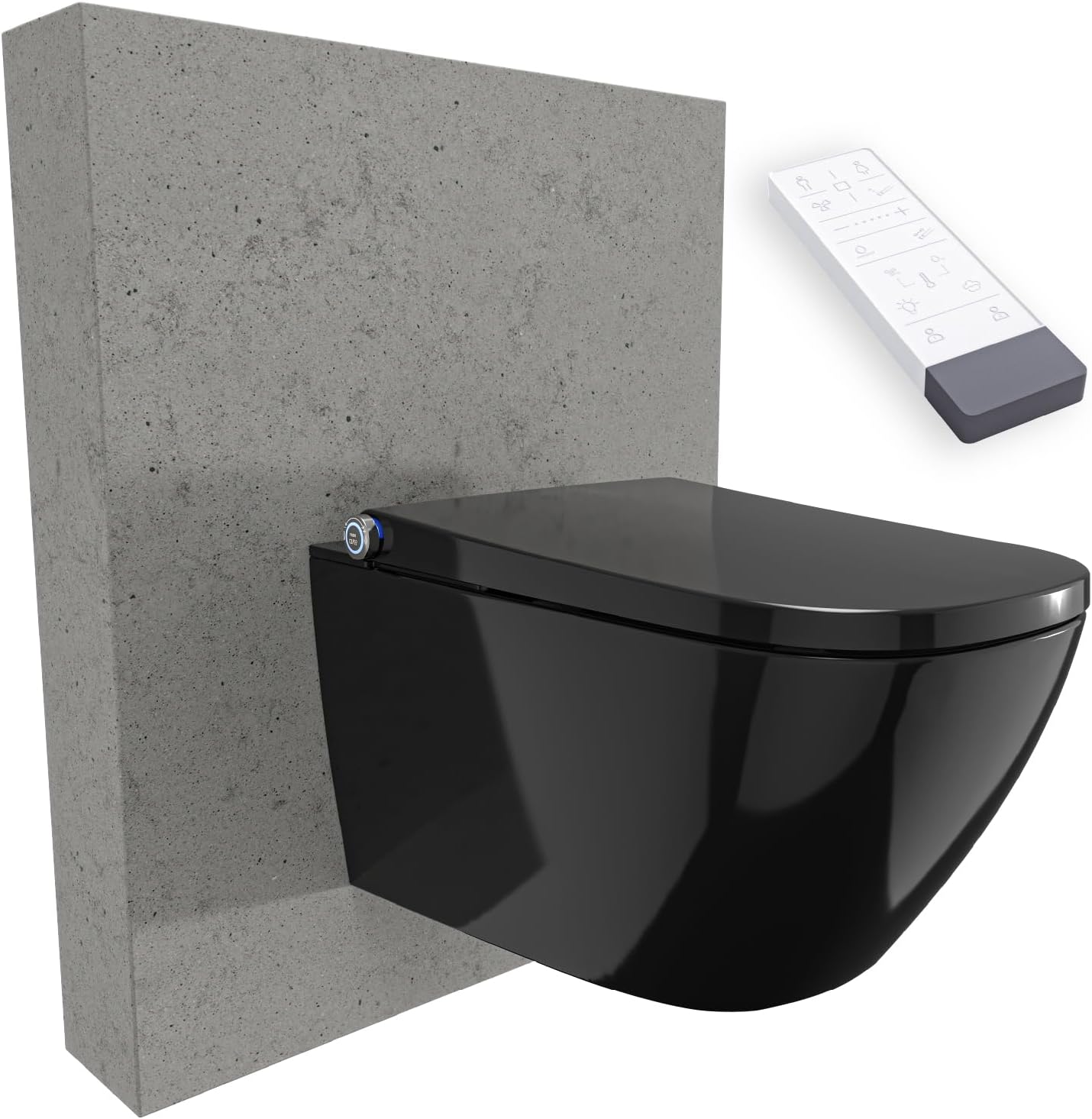 BERNSTEIN PRO+ 1104 Shower Toilet Glossy Black - Rimless Shower Toilet Square - Complete System