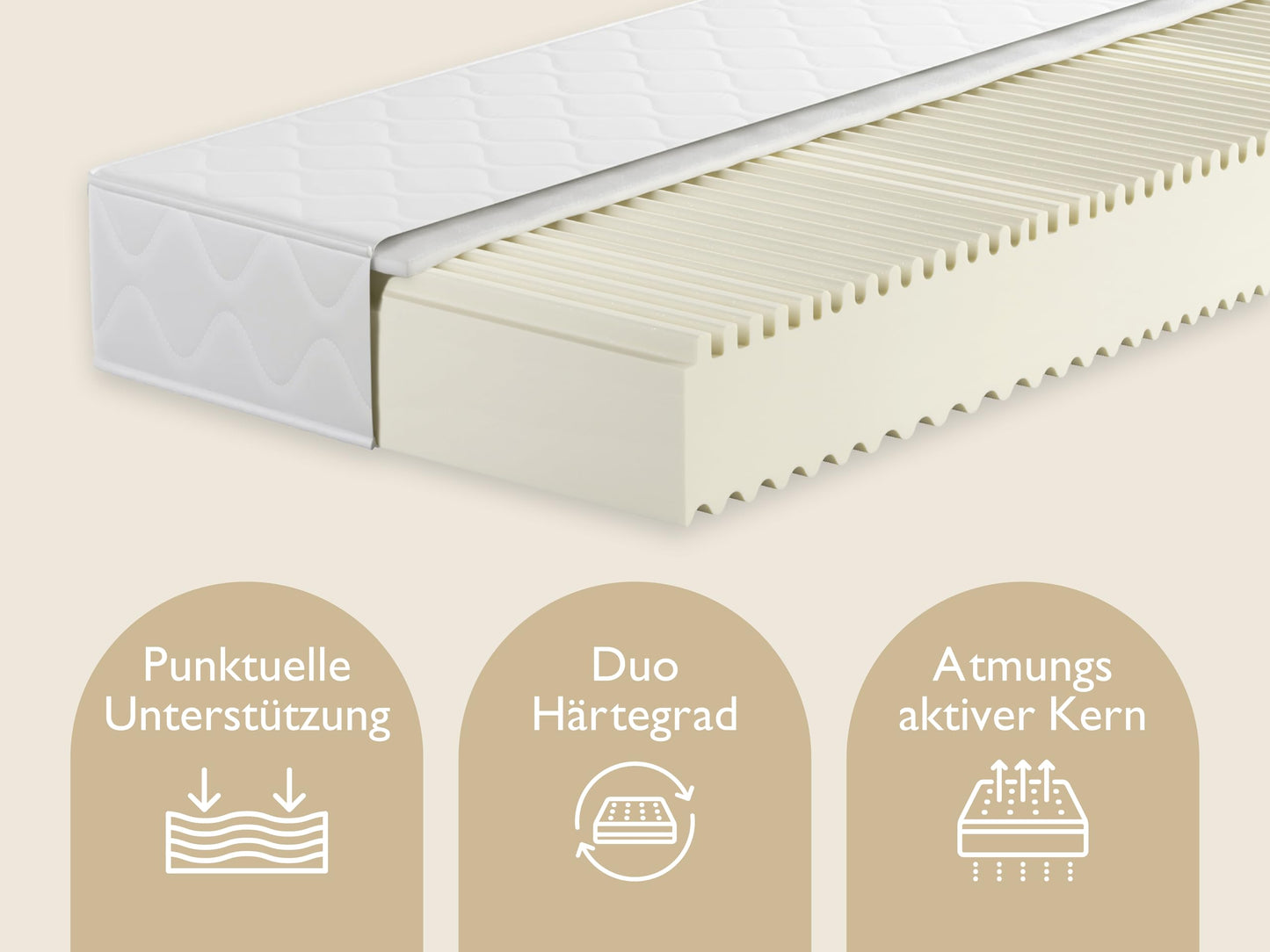 Badenia Trendline BT100 2-in-1 Duo XXL orthopädische 7-Zonen Komfortmatratze, 22 cm hoch, Härtegrad 3 und 4, 140 x 200, Öko-Tex Zertifiziert, produziert nach deutschem Qualitätsstandard