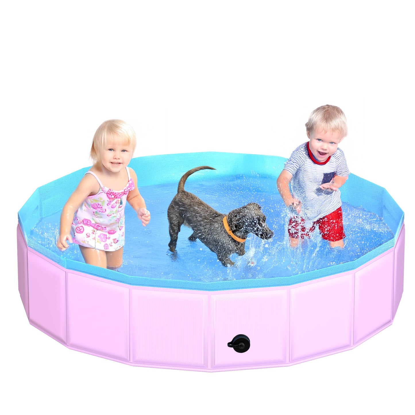 CACSPS Faltbarer Hundepool, 221 x 30,5 cm, Kinderpool mit Hartplastik, rutschfeste Hundebadewanne für den Außenbereich, Hinterhof, Faltbarer Hundepool für Kinder, Hunde, Haustiere (rot)
