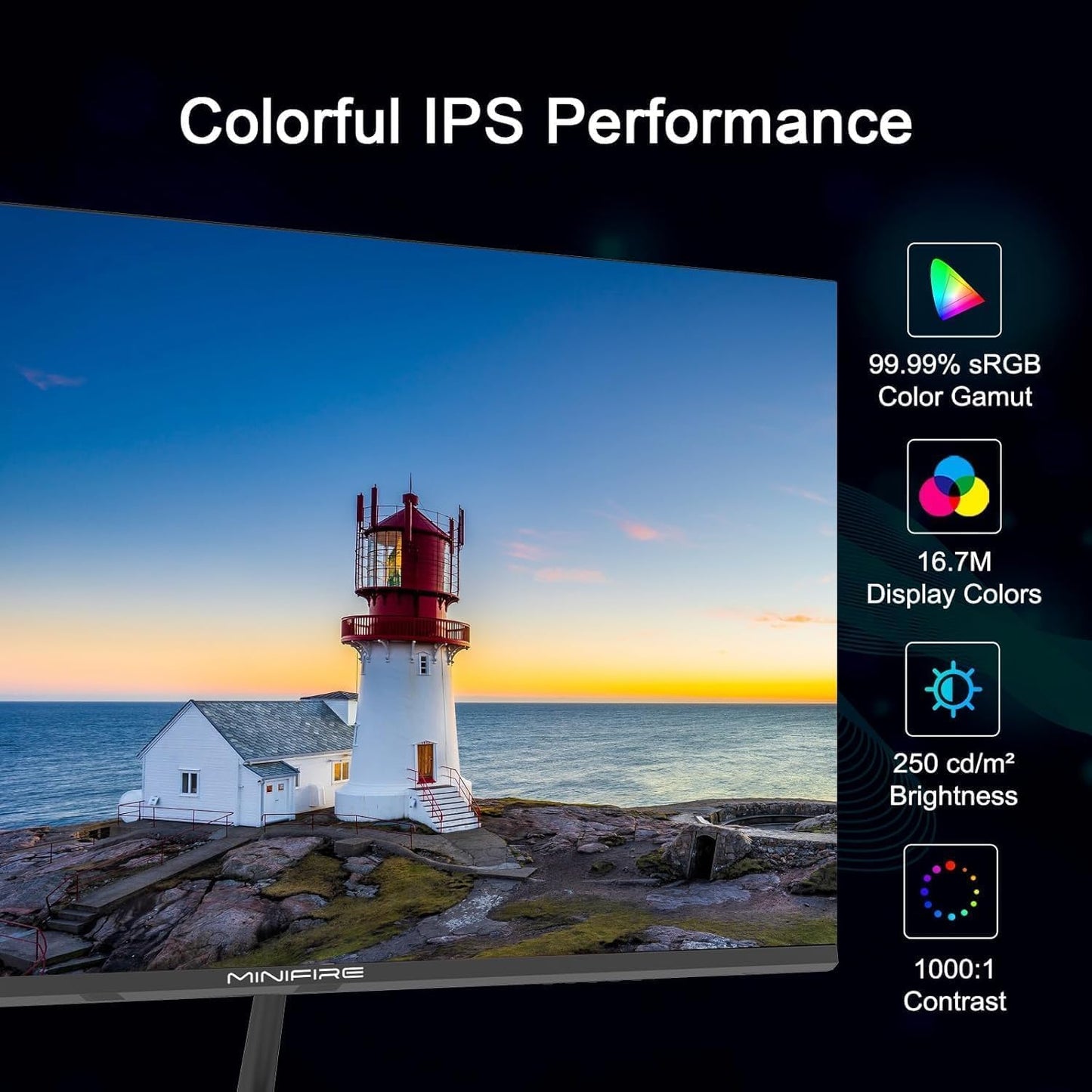 Minifire 24 Zoll Monitor, 100Hz, Full HD(1980x1080p),5ms(OD), Adaptive-Sync, sRGB110%, Eye-Care,VESA, PC Bildschirm mit HDMI USB-C Ports - MF24X3AL