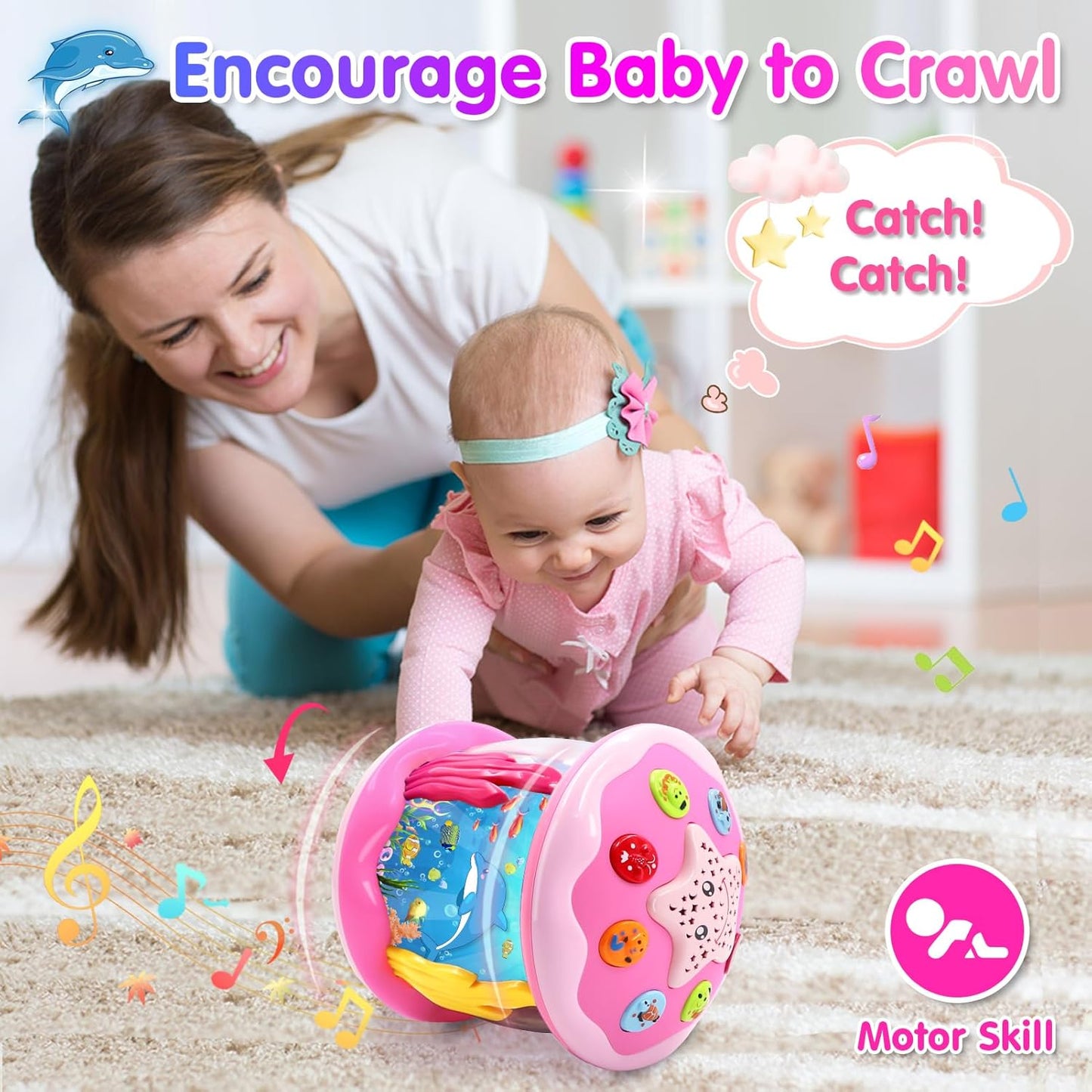 KALOISYHE Baby Spielzeug ab 1 Jahr Mädchen Junge Drehender Projektor Babyspielzeug ab 6 12 18 Monate mit Musik/Licht, Interaktives Baby Geschenk Kinderspielzeug ab 1 2 Jahr rühes Lernen für Kleinkind