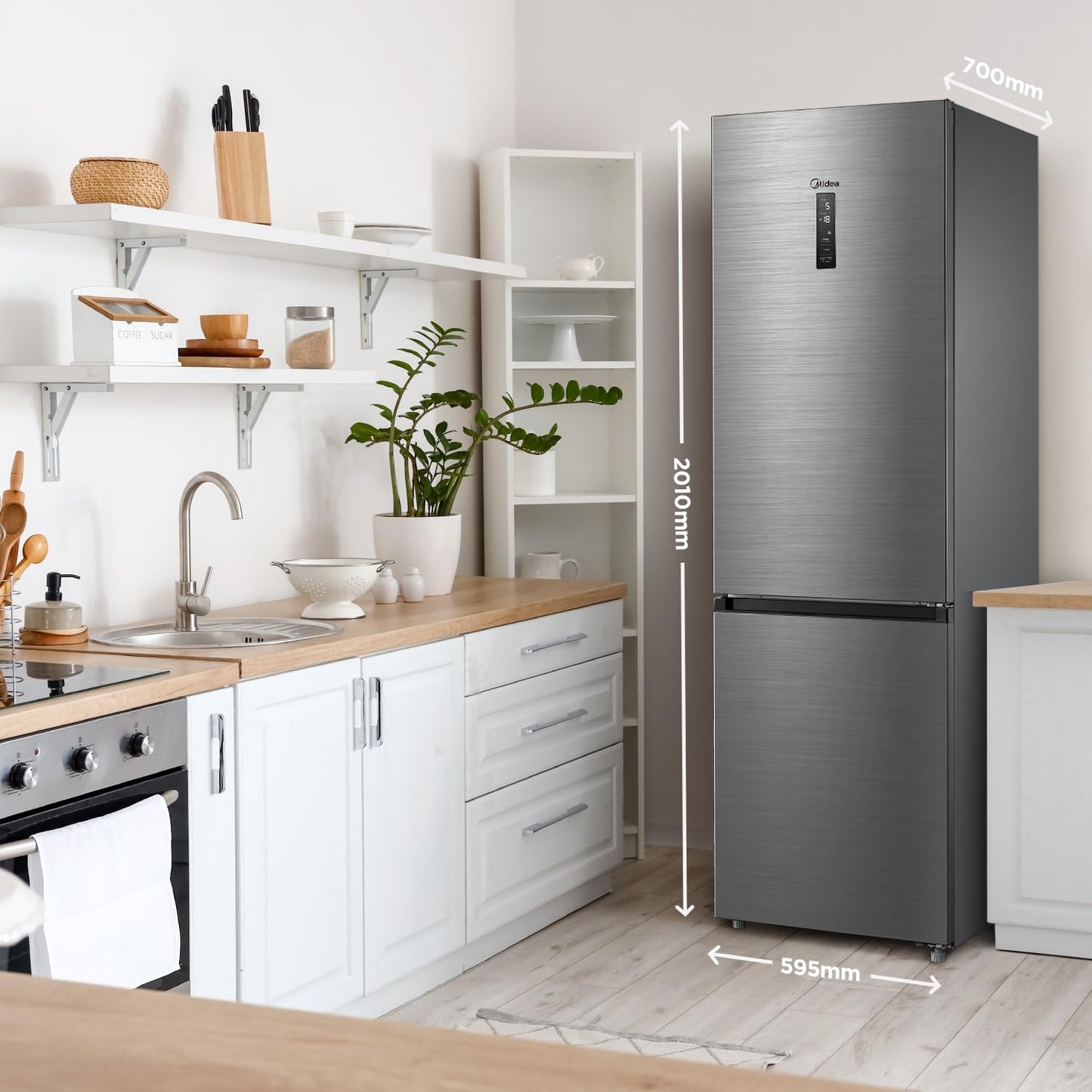 Midea MERB276FGE02A Kühl-/Gefrierkombination/180 cm Höhe/NoFrost/Doppelte Steuerung/Super-Kühlfunktion/219 kWh/Jahr/199L Kühlteil/71L Gefrierteil