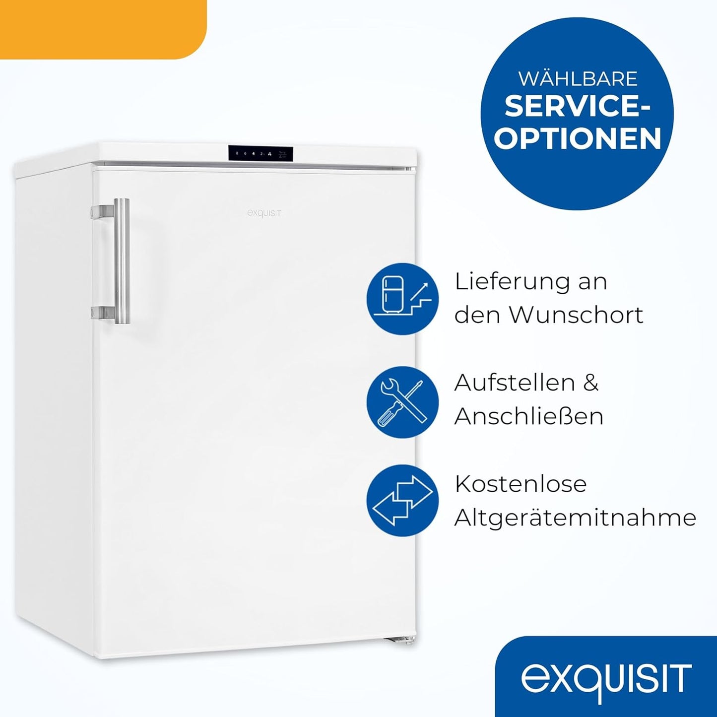 Exquisit KS516-V-HE-011D Fridge without Freezer, 134 Litres, Electronic Control, Quick Cooling, Alarm Function, Full Room Refrigerator, 55 cm Width, White