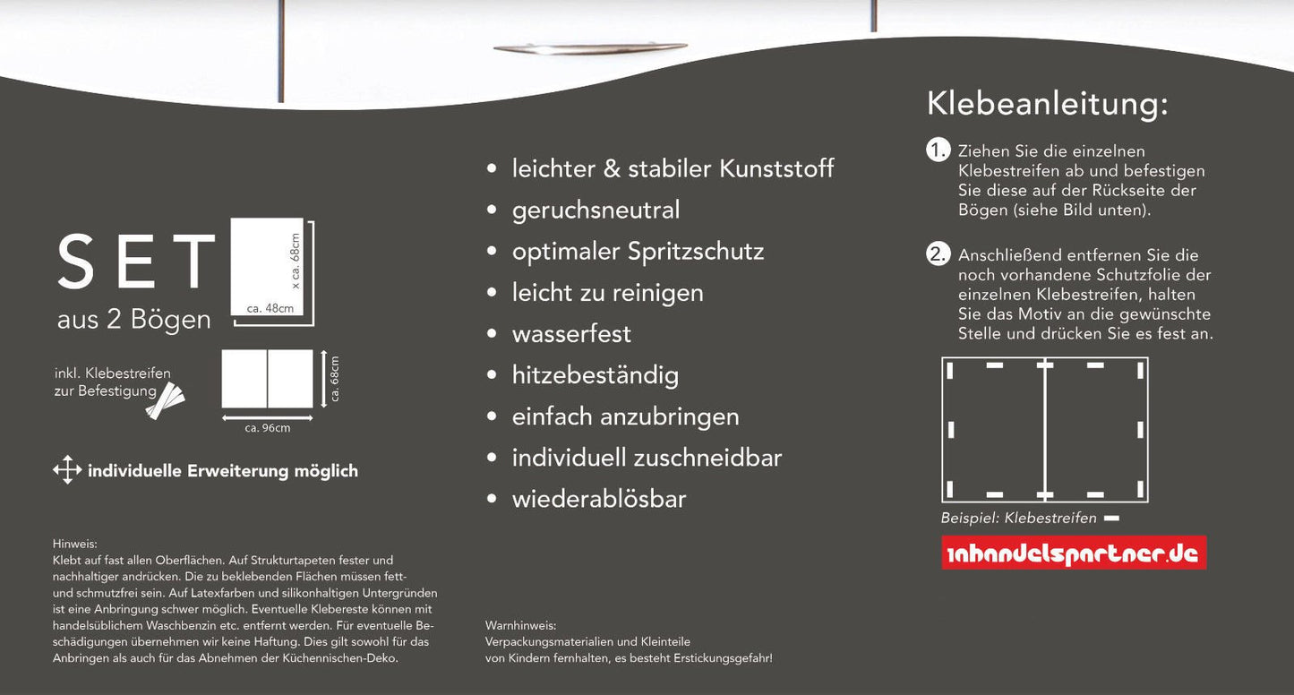 KLINOO Küchenrückwand aus Folie in Steinoptik als Spritzschutz - zuschneidbar und erweiterbar - 97cm x 68cm (Naturstein beige)