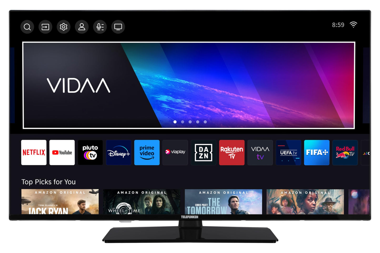 TELEFUNKEN VIDAA D43U790B2CW 4K TV 43 Inch Smart TV UHD, HDR TV with Dolby Vision, Triple Tuner and 6 Months HD+ Including LED TV, Black