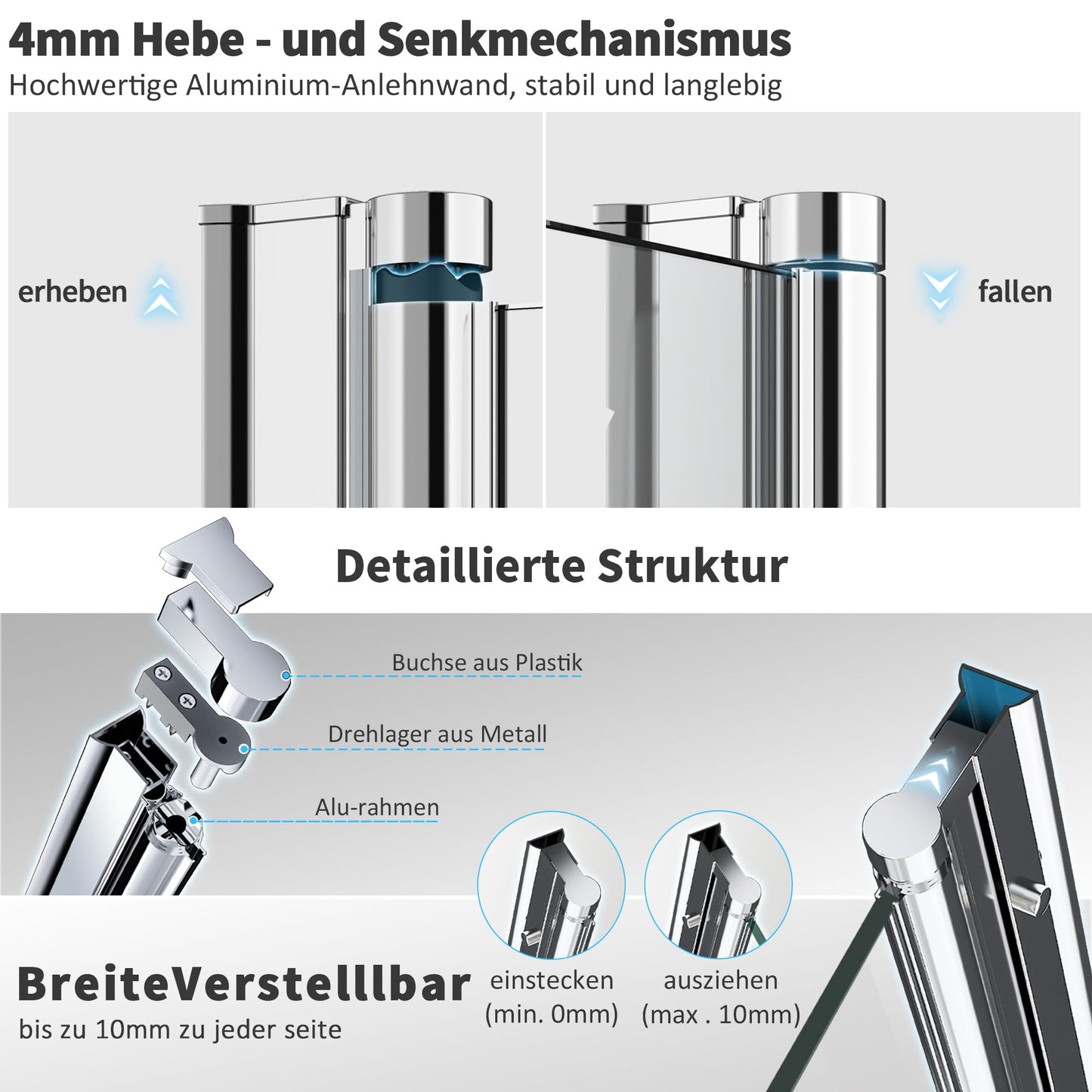 Shower Screen Walk in Shower Screen 120 x 185 cm Swing Doors Shower Enclosure with Fixed Part and Corner Shelves Revolving Door Swing Door Shower Cubicle 6 mm Nano Safety Glass Glass