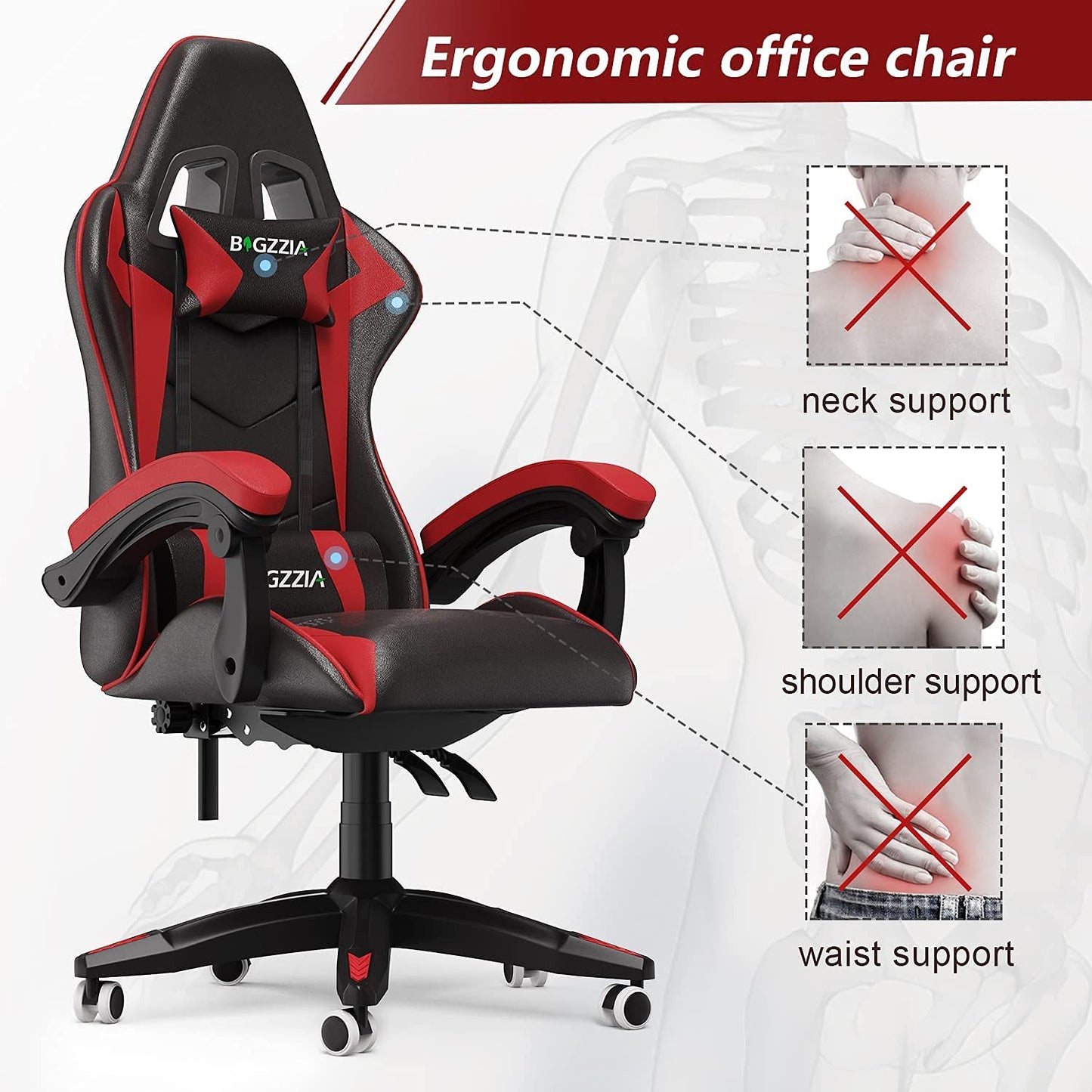 Racingreat Gaming Stuhl, Gamer Stühle, Ergonomisch Gaming Chair, Rückenlehne Einstellbar Pc-Stuhl, 360° Drehbar Gaming Sessel, Atmungsaktiver Bürostuhl für Jugendliche Jungen Mädchen Erwachsene Rosa