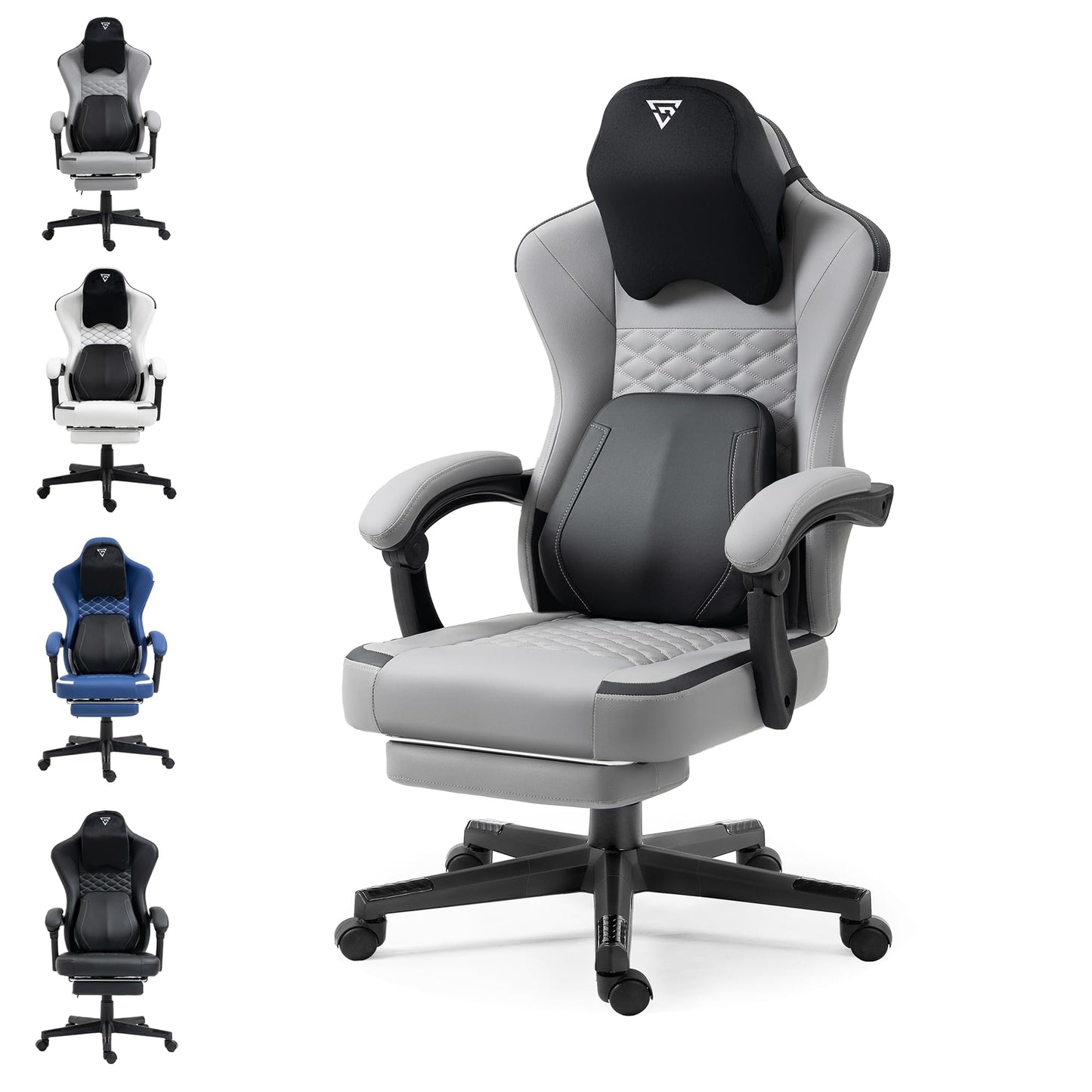 Vigosit Gaming Chair with Heated Massage Lumbar Support, Fabric Gamer Chair with Bag Spring Cushion and Footrest, Horse and High Gamer 150 kg Load Capacity (Pale Pink)