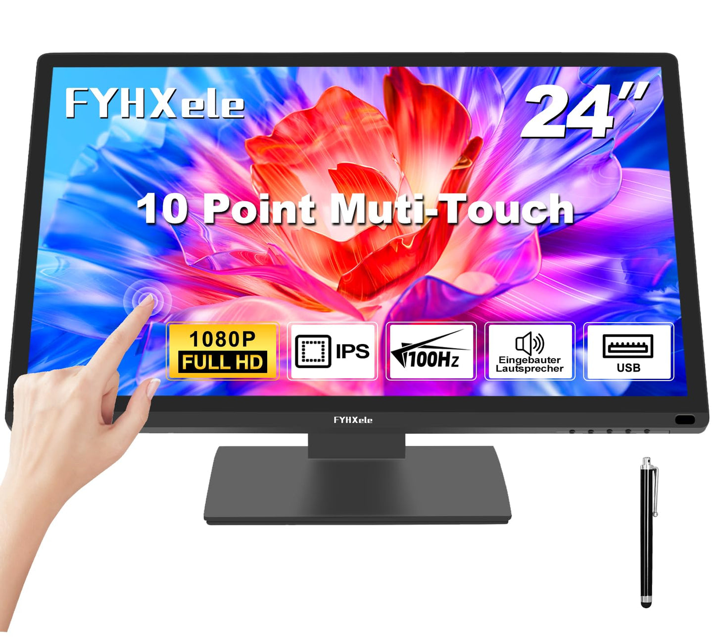 FYHXele Gaming Monitor 24 Inch 180Hz 1080P IPS 1ms MPRT PC Monitor Built-in Speaker Support 144hz/165hz/180hz Freesync Premium Display Eye Care DisplayPort1.4 HDMI2.1 VESA