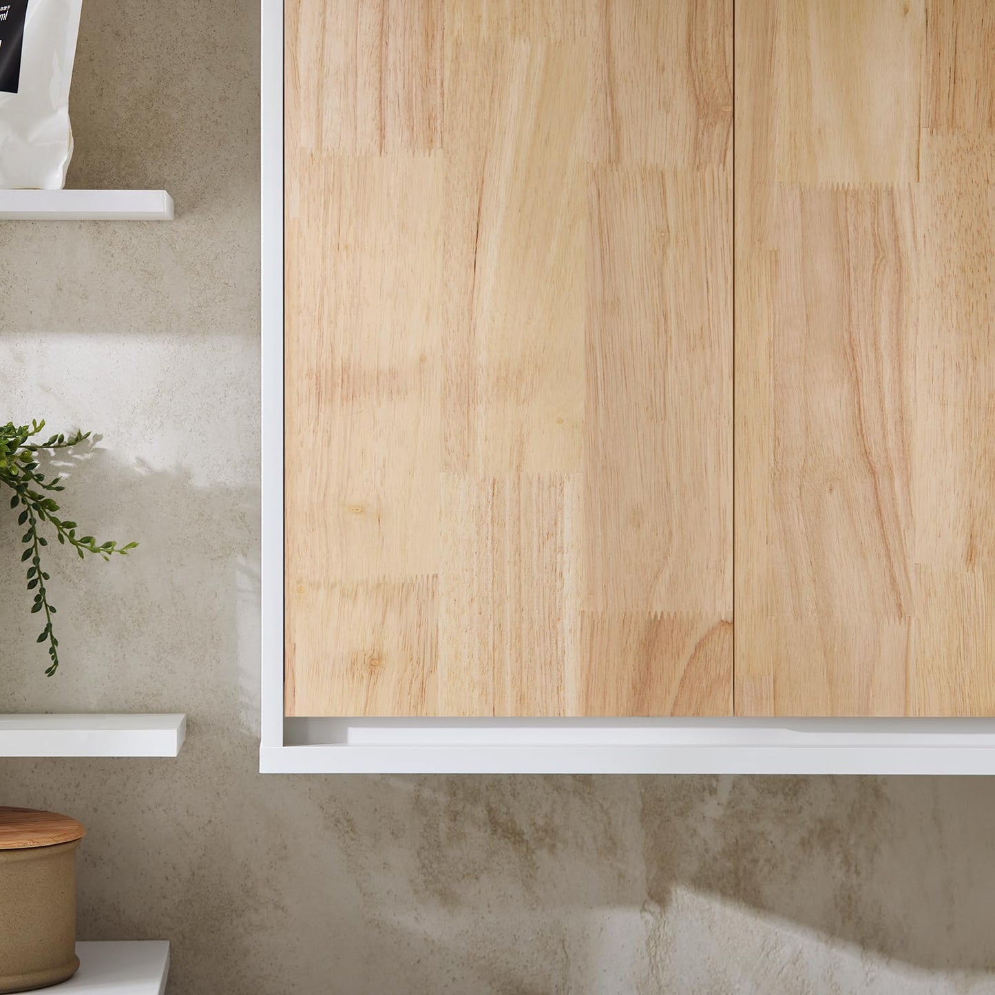 SoBuy BZR75-W Vanity Unit Bathroom Furniture - Bathroom Cabinet with Siphon Cut-Out, 2 Doors & 2 Open Compartments - Space-Saving Vanity Unit, White / Natural 60 x 60 x 29 cm