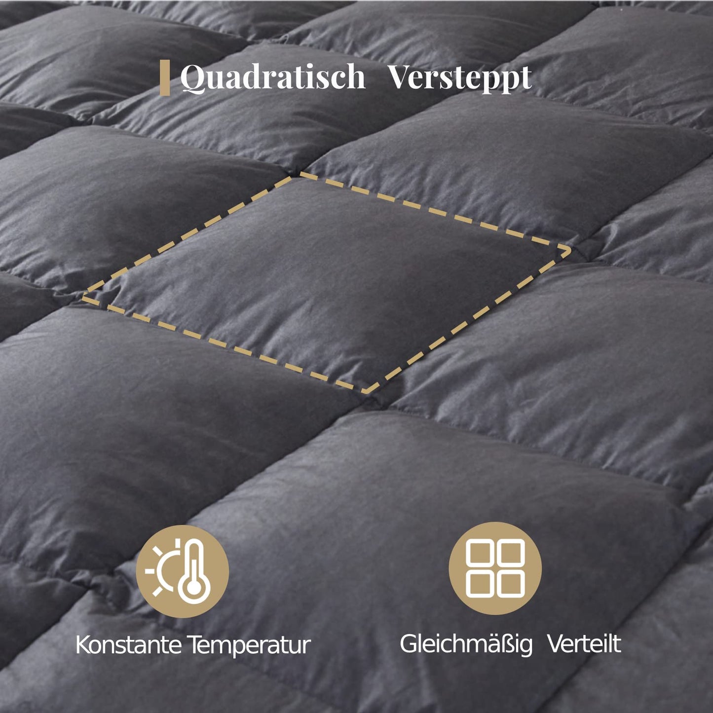 Homyrium Quilted Winter Down Duvet, 135 x 200 cm, Warm Feather Duvet, Filling Weight: 1600 g, Oeko-Tex and RDS-Certified