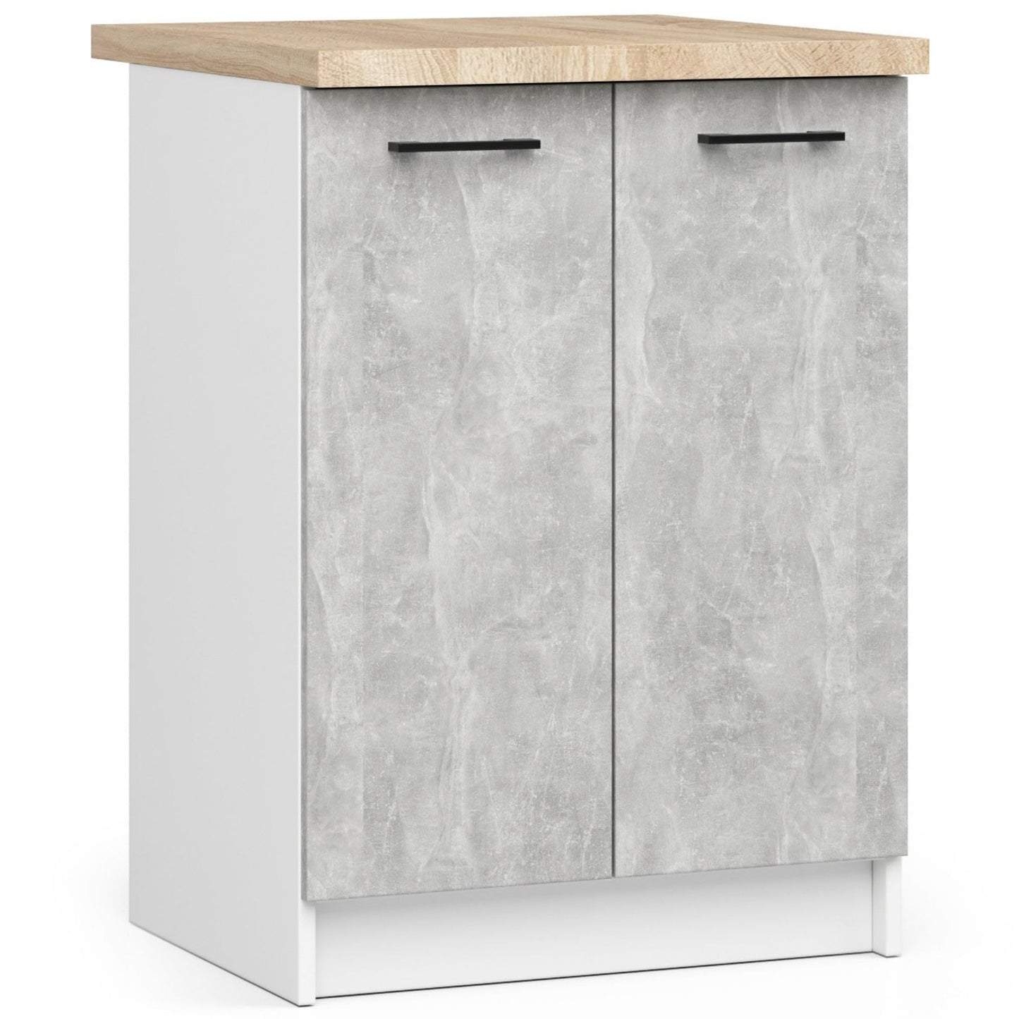 AKORD Küchenmöbel-Set OLIWIA 2.4m Modulares 240 cm 11 Türen 1 Schublade, Küche Komplett, Kitchen Cabinet Set, Küchenschränke, Standschränke, B240xH203xT46 cm, Beton & Beton