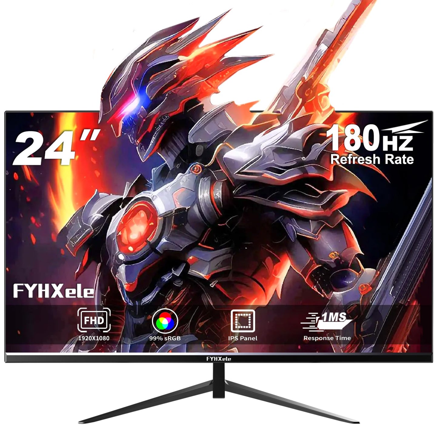 FYHXele Gaming Monitor 24 Inch 180Hz 1080P IPS 1ms MPRT PC Monitor Built-in Speaker Support 144hz/165hz/180hz Freesync Premium Display Eye Care DisplayPort1.4 HDMI2.1 VESA