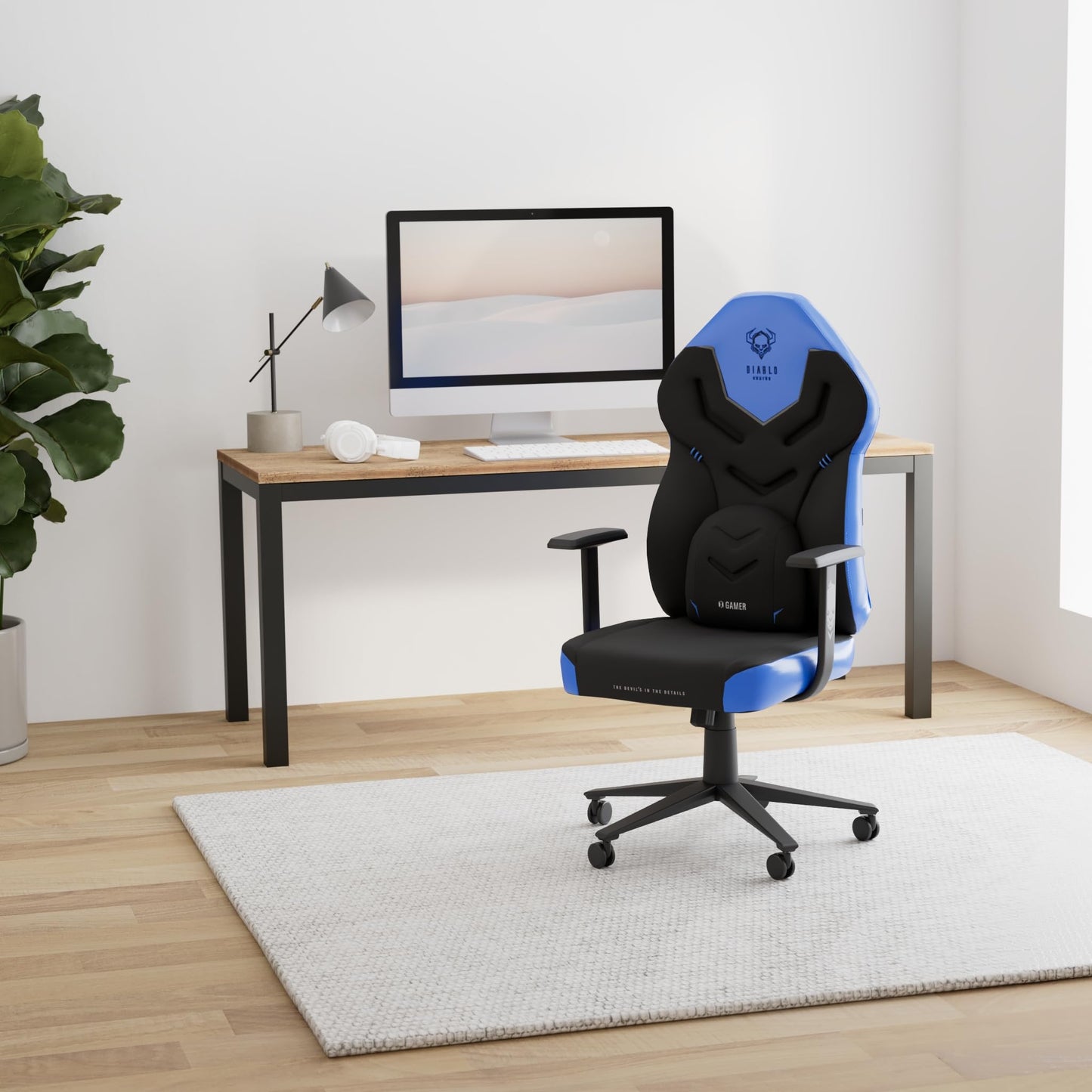 Diablo X-Gamer 2.0 Gaming Chair Office Chair Fabric Cover Ergonomic Design Lumbar Cushion Soft Pad Cushion (Pink-White)