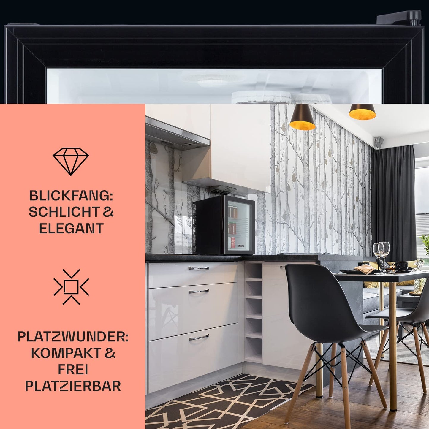 Klarstein Kühlschrank, Mini Kühlschrank mit Glastüre, Mini-Kühlschrank für Getränke, Snacks & Kosmetik, Kühlschrank Klein & Leise, Verstellbare Ablagen, Kleiner Skincare Kühlschrank 12-18°C, 23L