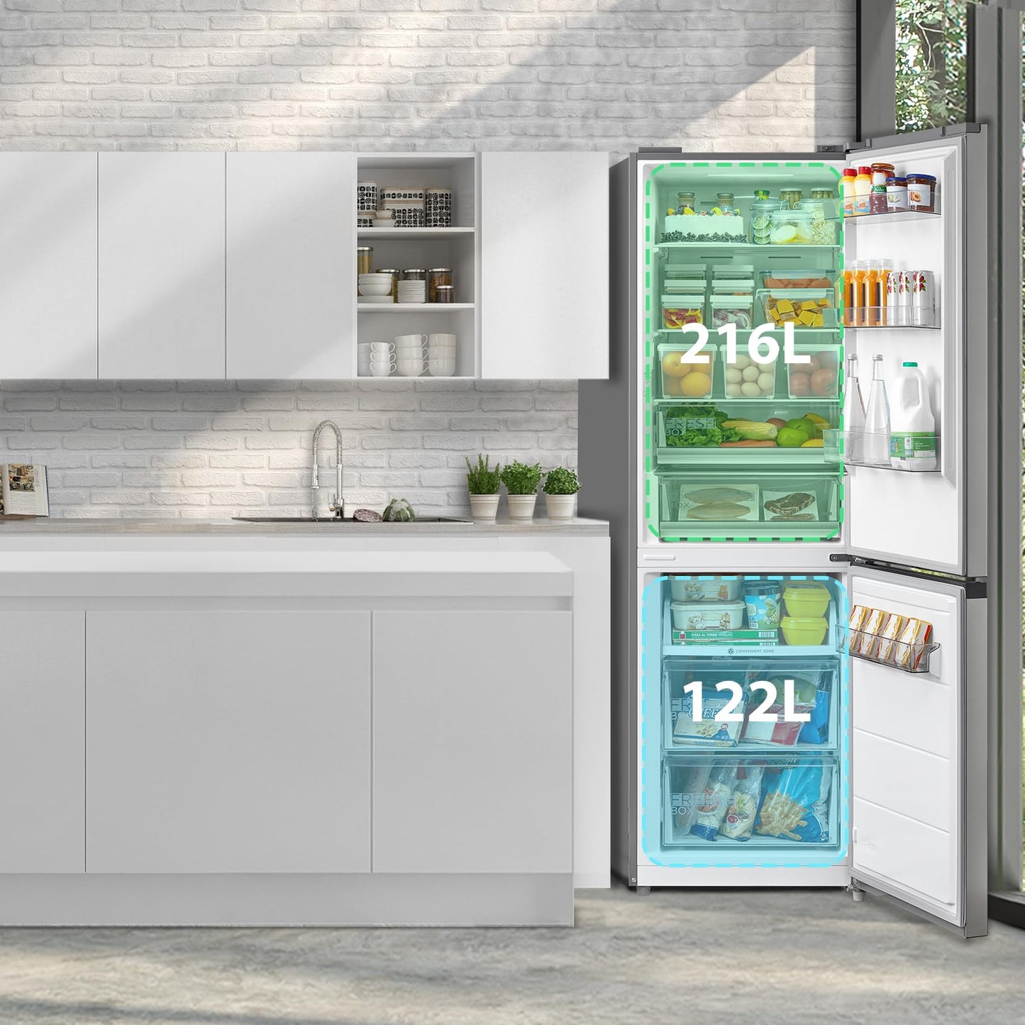 Midea MERB276FGE02A Kühl-/Gefrierkombination/180 cm Höhe/NoFrost/Doppelte Steuerung/Super-Kühlfunktion/219 kWh/Jahr/199L Kühlteil/71L Gefrierteil
