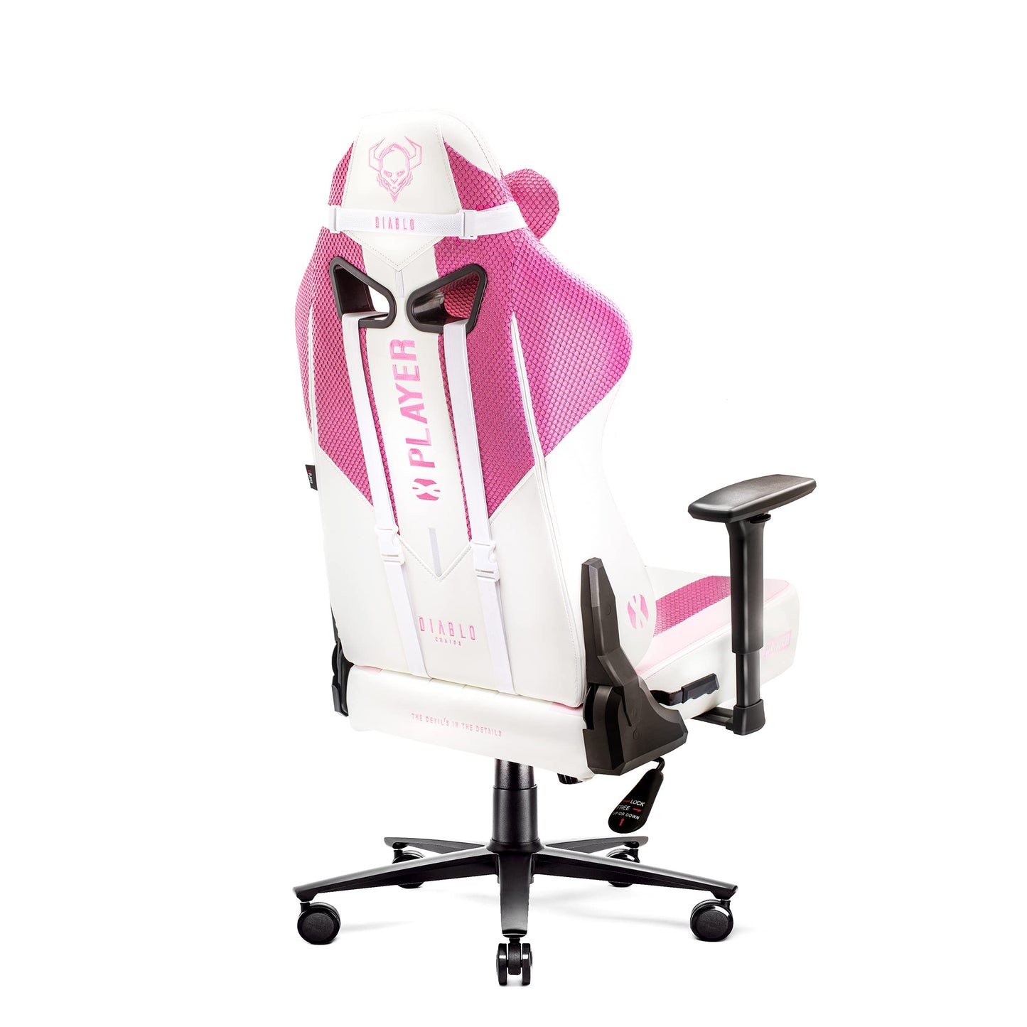 Diablo X-Player Gaming Stuhl Bürostuhl Schreibtischstuhl Stoff 3D Armlehnen Ergonomisches Design Nacken/- Lendenkissen (Frost Black, Normal (L))